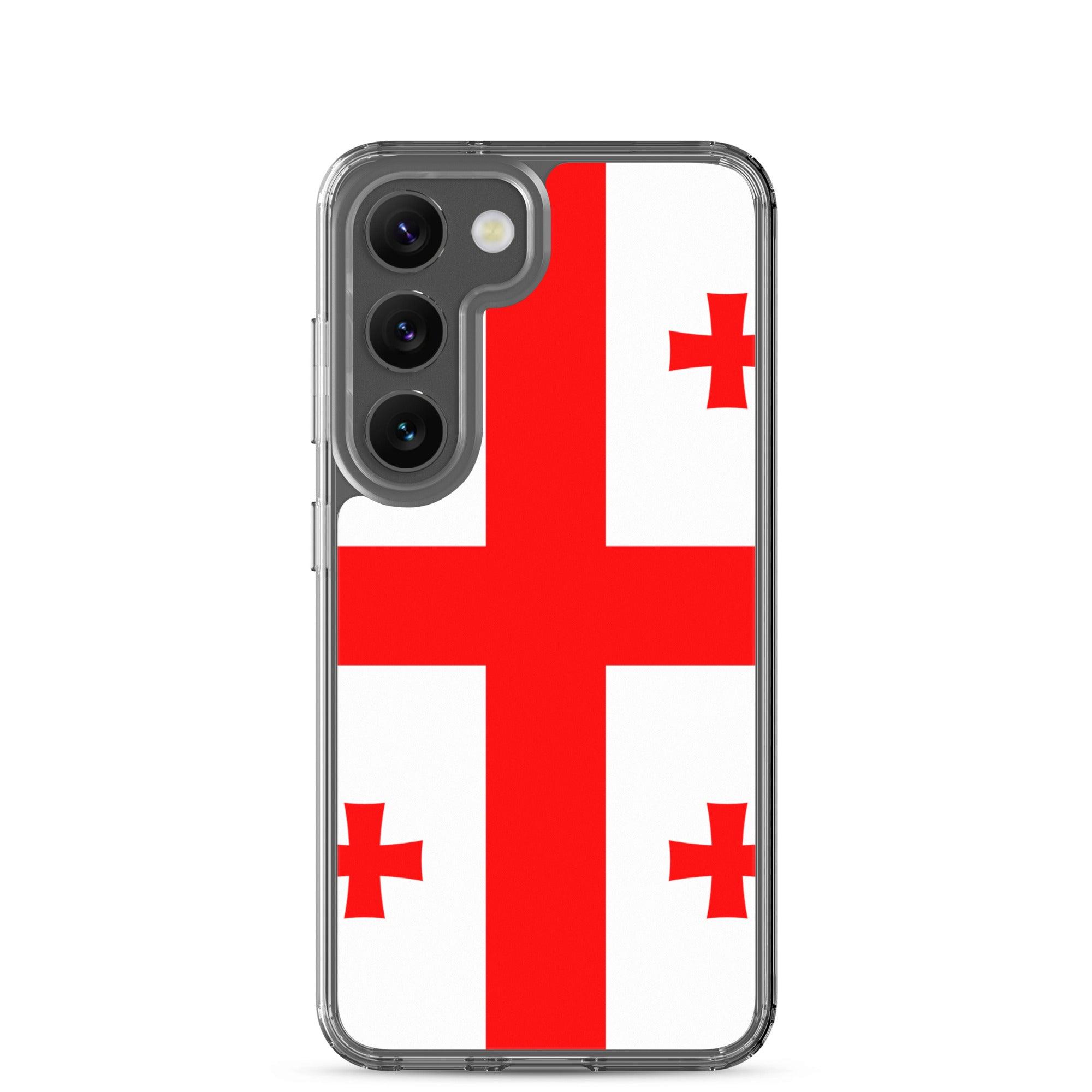 Coque de téléphone avec le design du drapeau de la Géorgie, en TPU flexible et durable, offrant une protection complète.