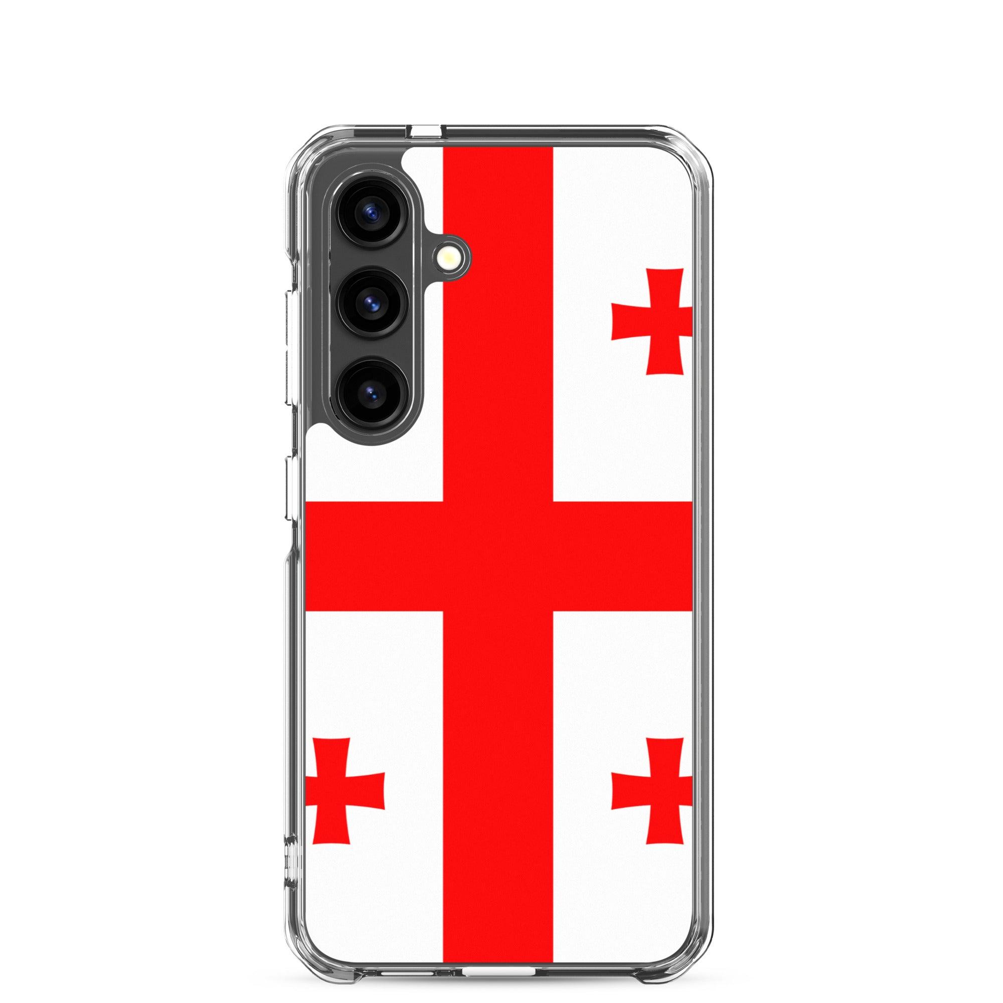 Coque de téléphone avec le design du drapeau de la Géorgie, en TPU flexible et durable, offrant une protection complète.