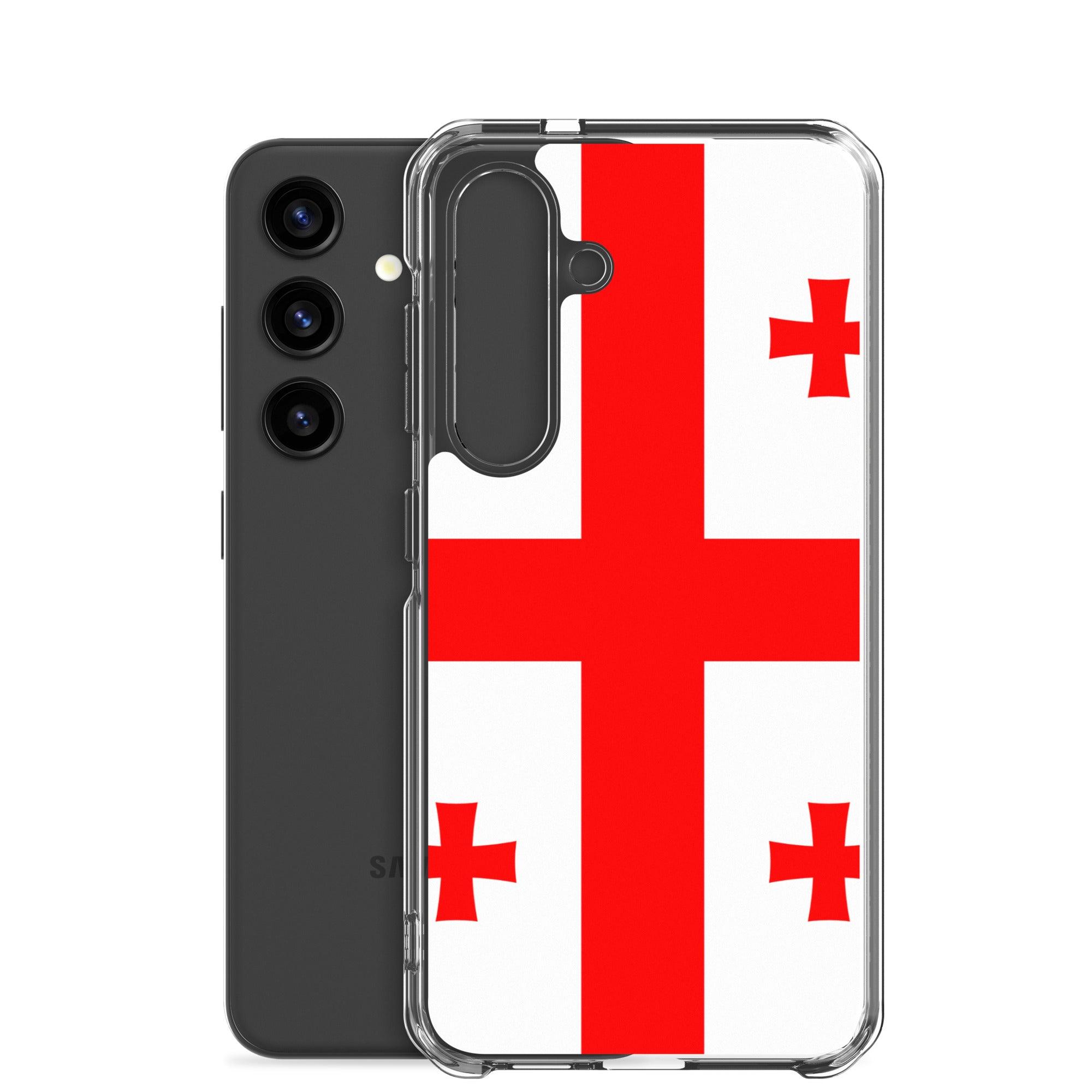 Coque de téléphone avec le design du drapeau de la Géorgie, en TPU flexible et durable, offrant une protection complète.