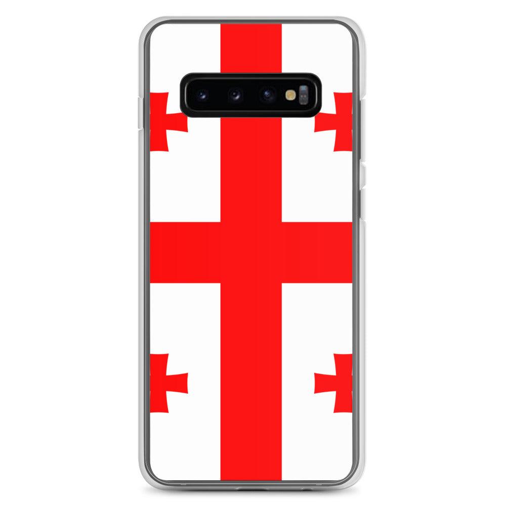 Coque de téléphone avec le design du drapeau de la Géorgie, en TPU flexible et durable, offrant une protection complète.