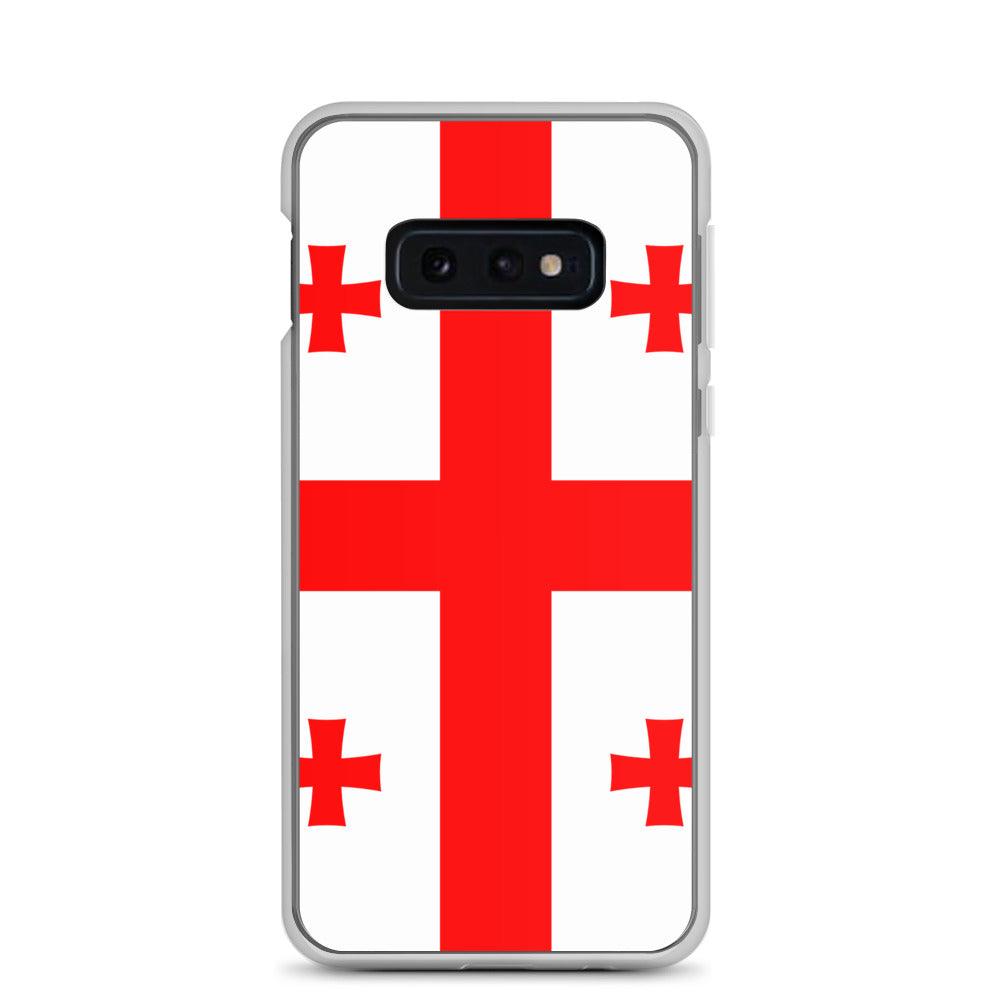 Coque de téléphone avec le design du drapeau de la Géorgie, en TPU flexible et durable, offrant une protection complète.