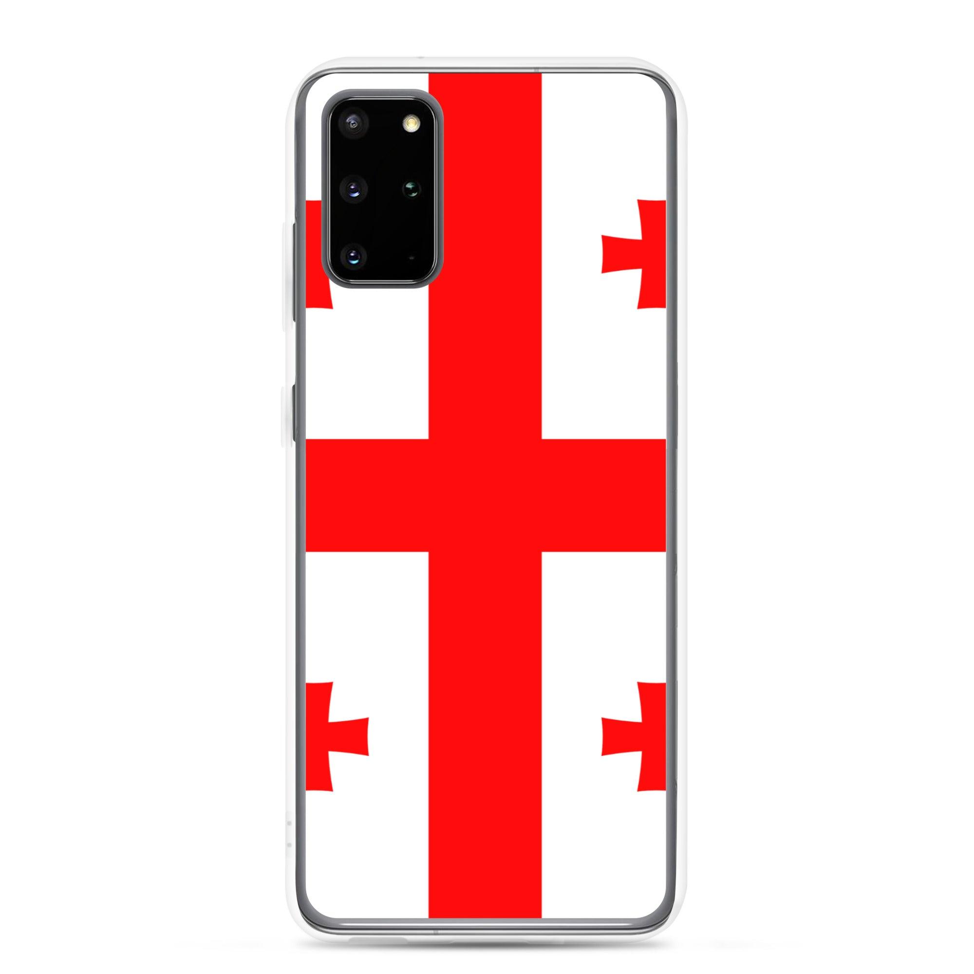 Coque de téléphone avec le design du drapeau de la Géorgie, en TPU flexible et durable, offrant une protection complète.