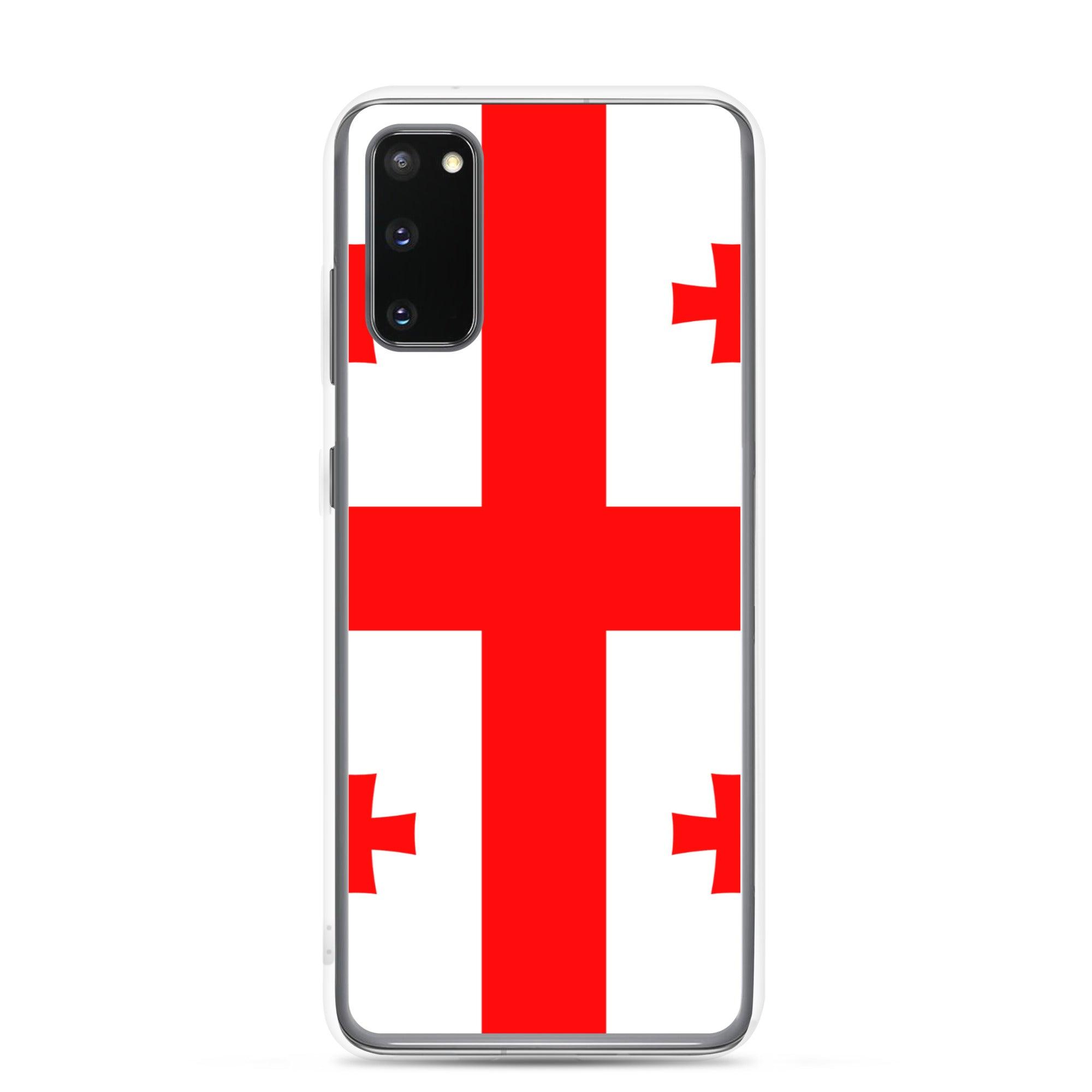 Coque de téléphone avec le design du drapeau de la Géorgie, en TPU flexible et durable, offrant une protection complète.