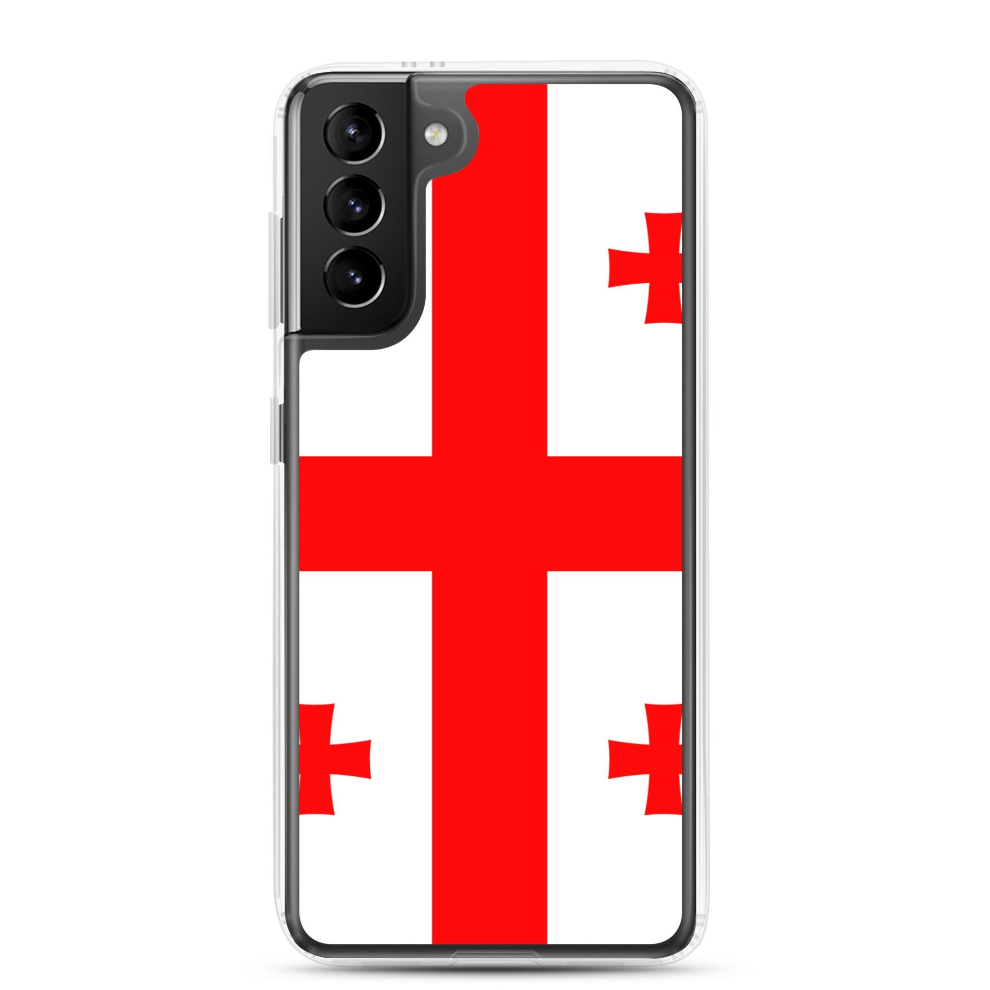 Coque de téléphone avec le design du drapeau de la Géorgie, en TPU flexible et durable, offrant une protection complète.