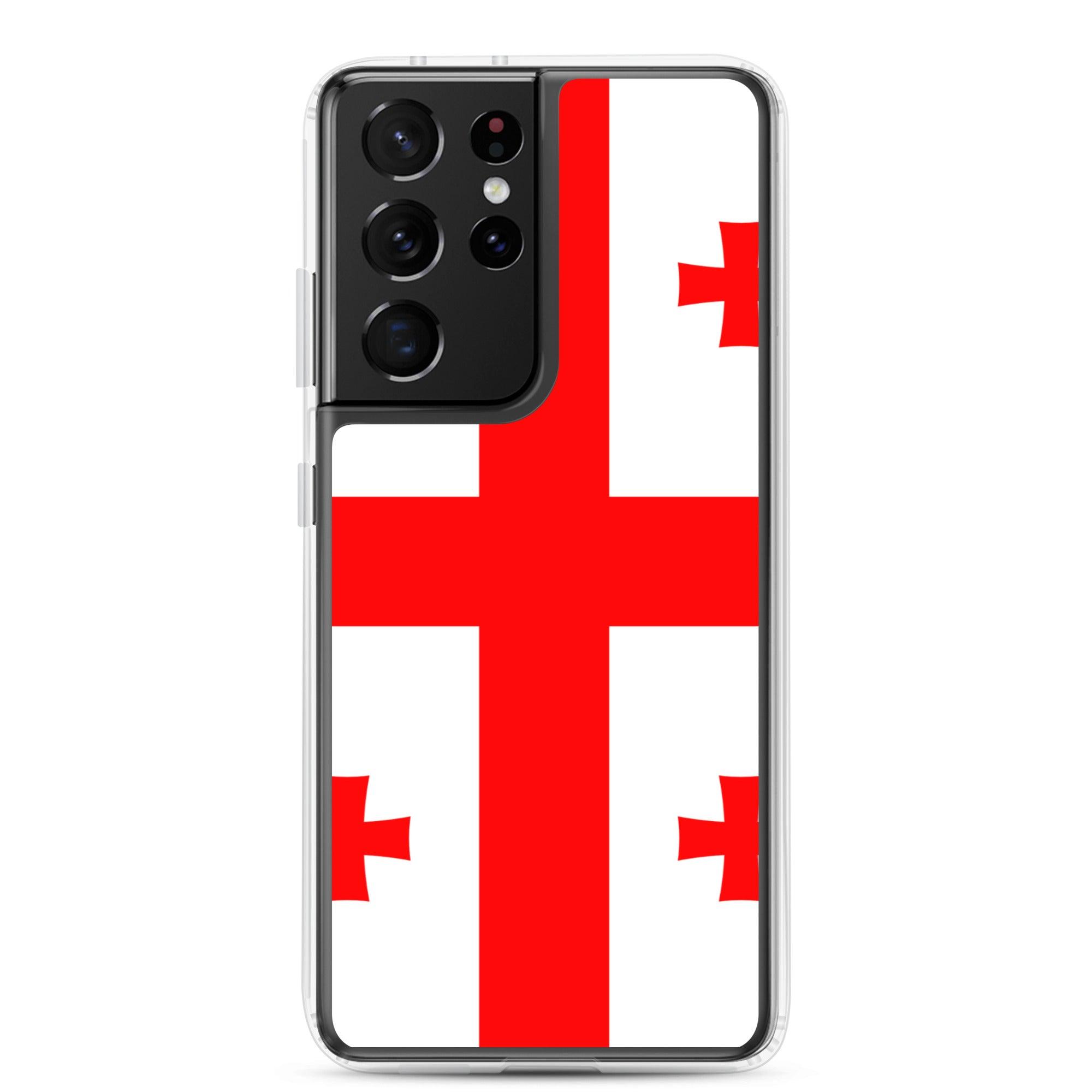 Coque de téléphone avec le design du drapeau de la Géorgie, en TPU flexible et durable, offrant une protection complète.