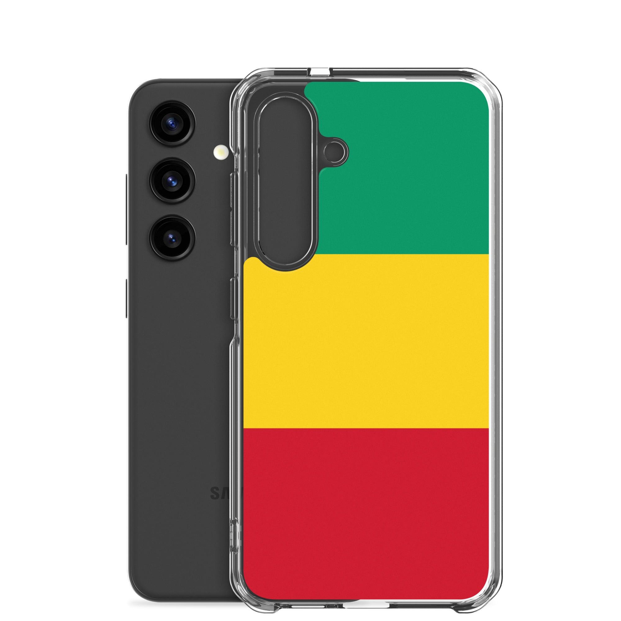 Smartphone and Rasta-themed phone case.