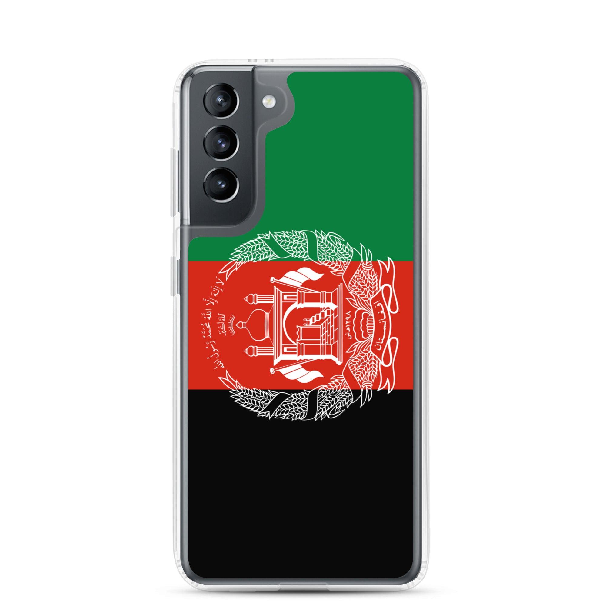 Coque de téléphone avec le drapeau de l'Afghanistan, en TPU flexible, offrant une protection élégante et durable.