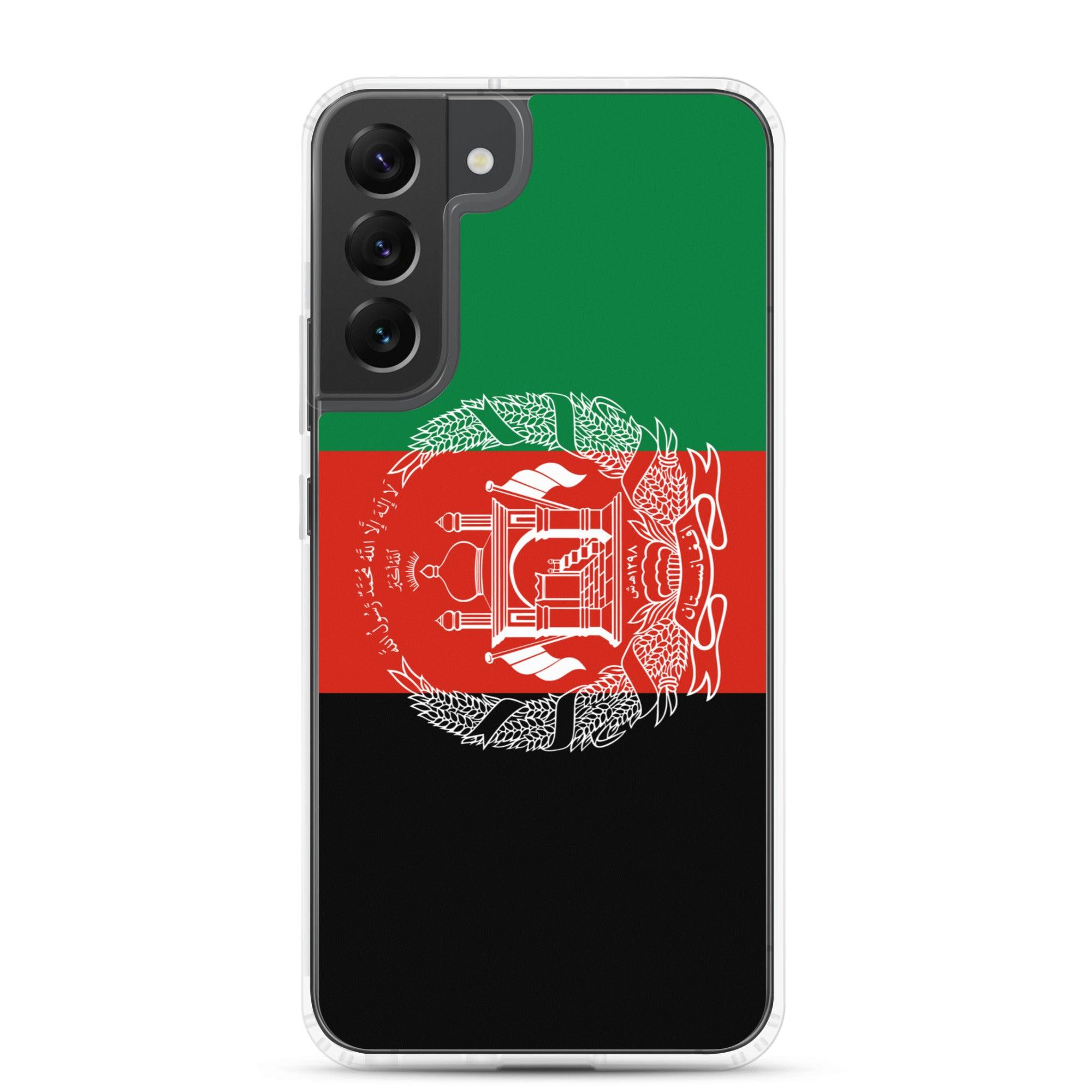 Coque de téléphone avec le drapeau de l'Afghanistan, en TPU flexible, offrant une protection élégante et durable.