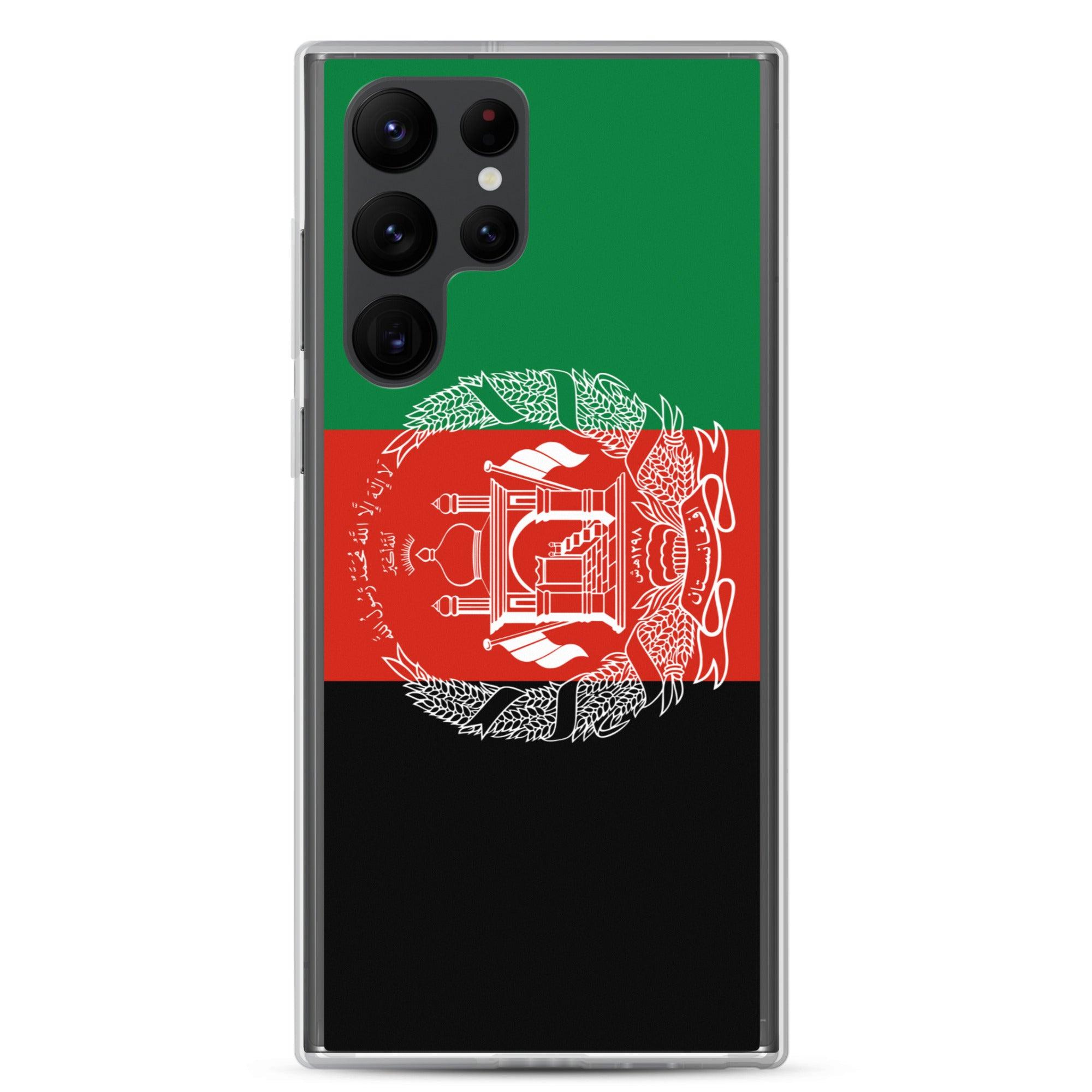 Coque de téléphone avec le drapeau de l'Afghanistan, en TPU flexible, offrant une protection élégante et durable.