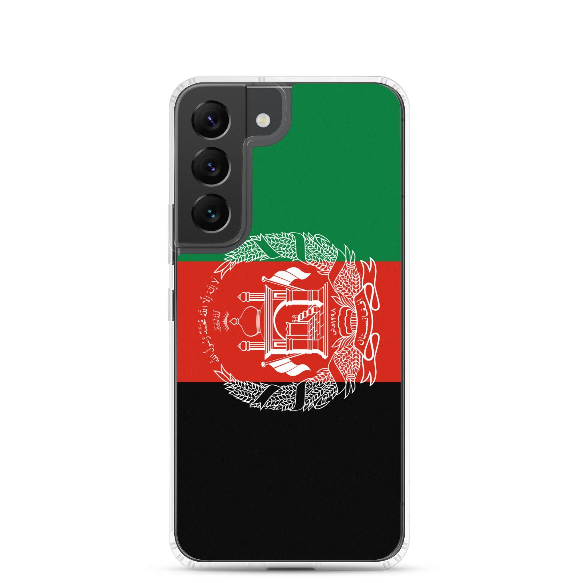 Coque de téléphone avec le drapeau de l'Afghanistan, en TPU flexible, offrant une protection élégante et durable.