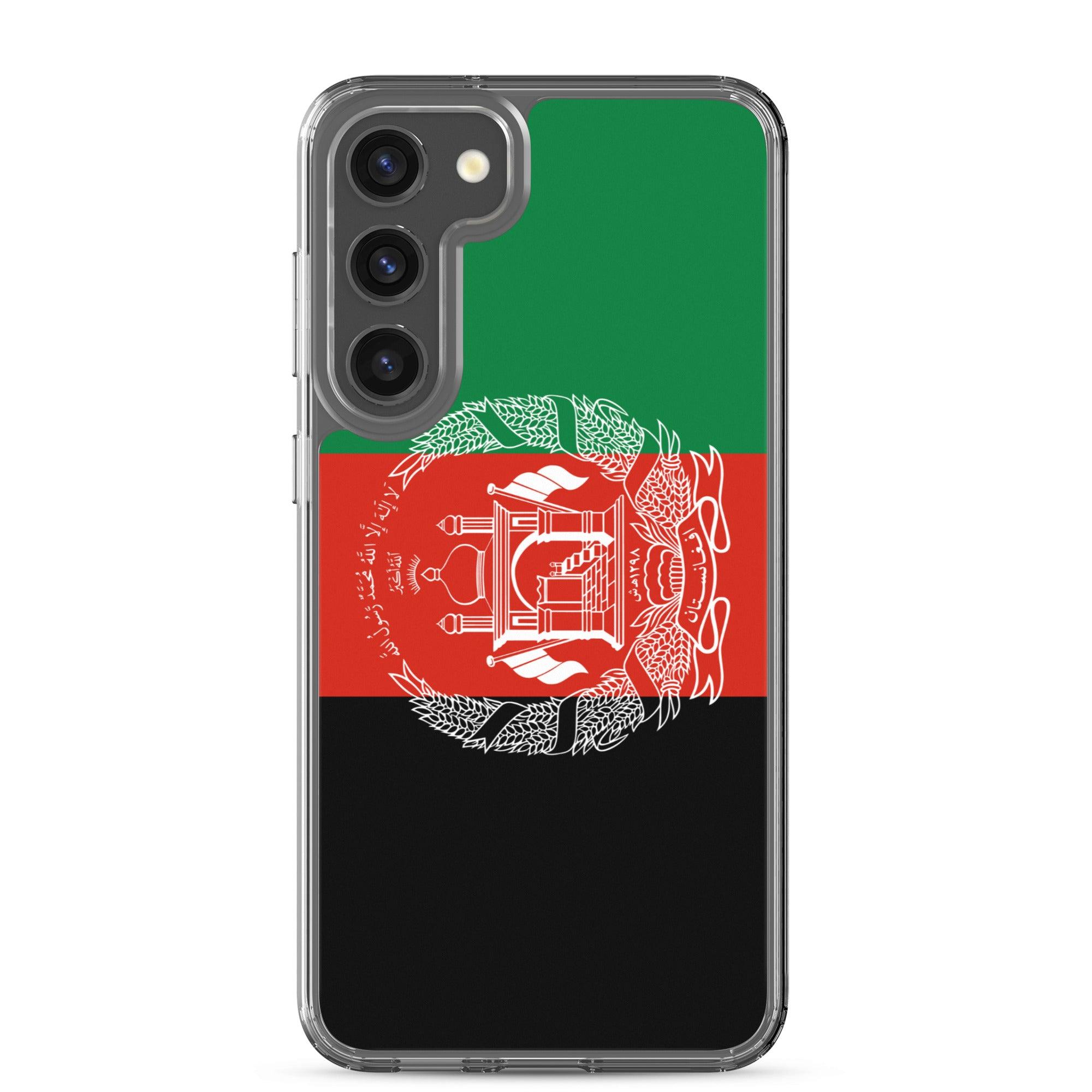 Coque de téléphone avec le drapeau de l'Afghanistan, en TPU flexible, offrant une protection élégante et durable.