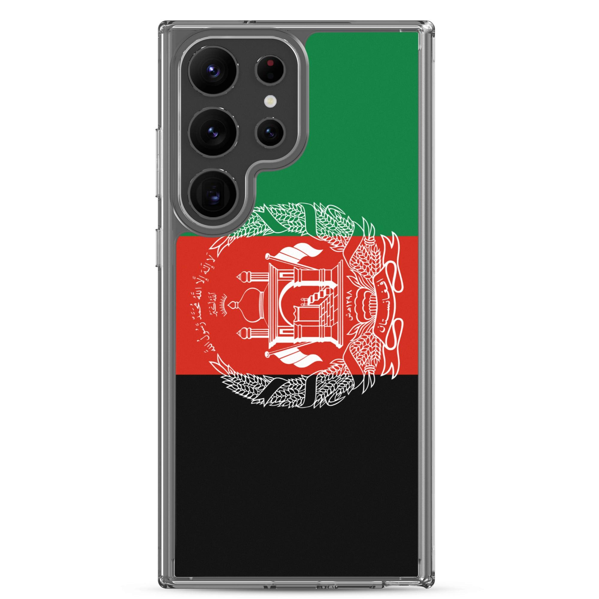 Coque de téléphone avec le drapeau de l'Afghanistan, en TPU flexible, offrant une protection élégante et durable.