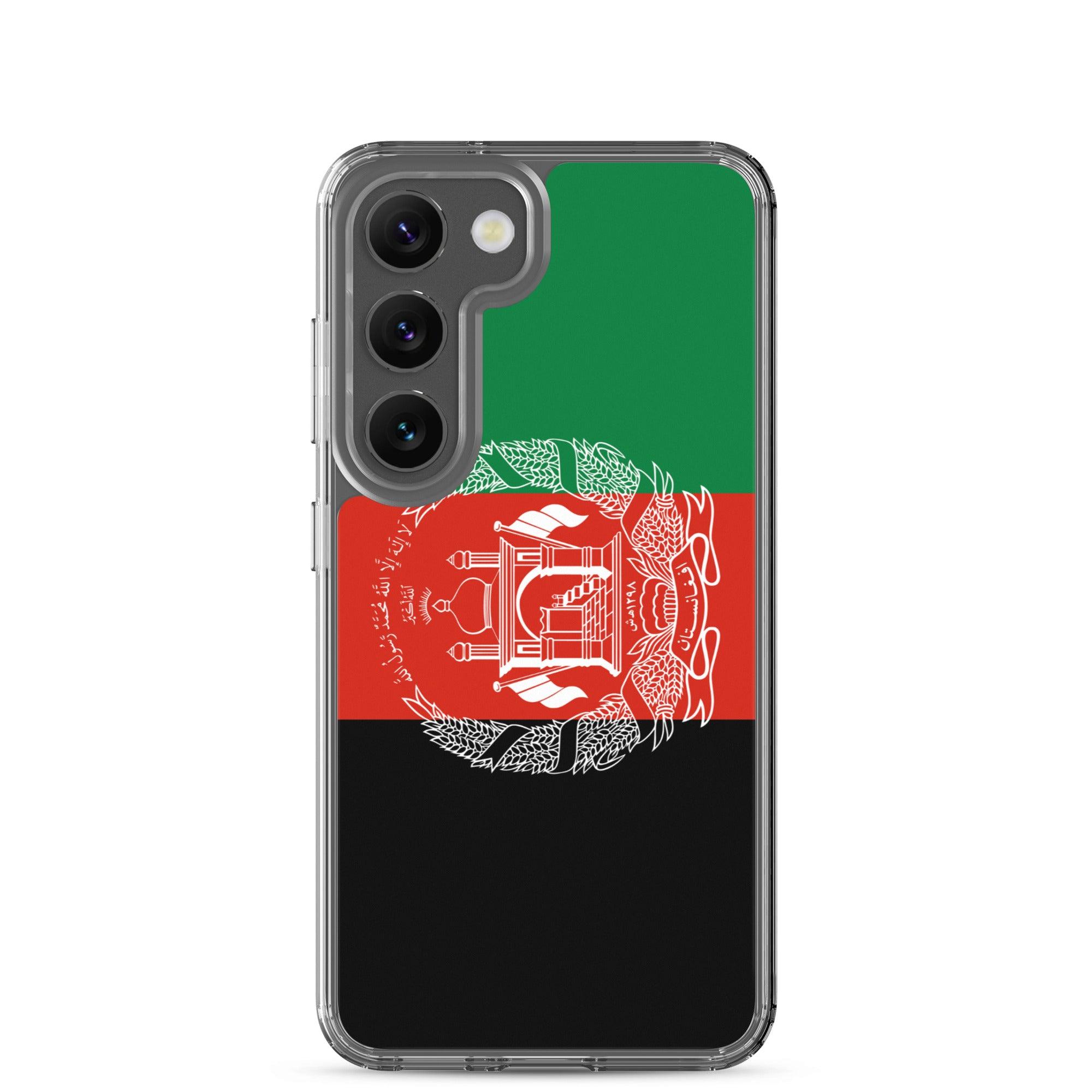 Coque de téléphone avec le drapeau de l'Afghanistan, en TPU flexible, offrant une protection élégante et durable.