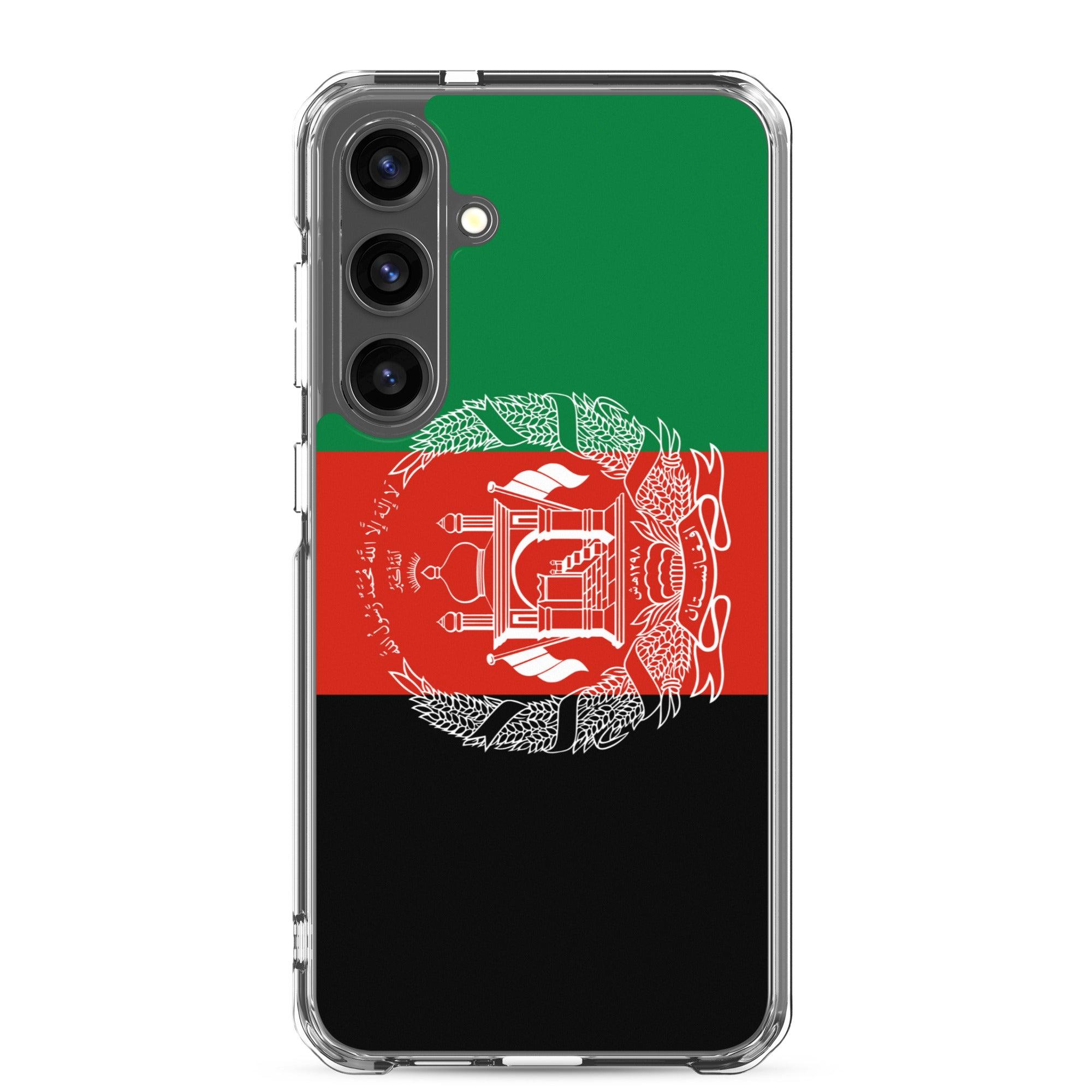 Coque de téléphone avec le drapeau de l'Afghanistan, en TPU flexible, offrant une protection élégante et durable.