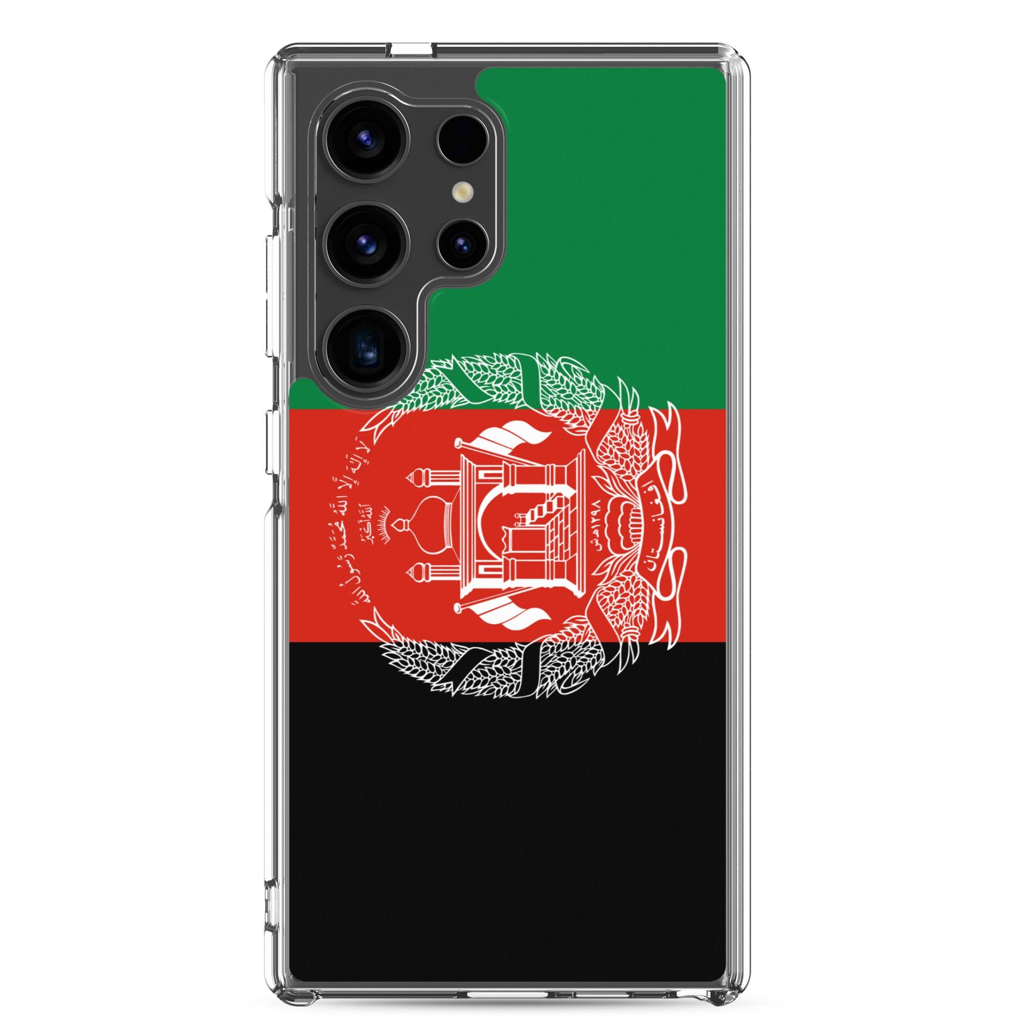 Coque de téléphone avec le drapeau de l'Afghanistan, en TPU flexible, offrant une protection élégante et durable.