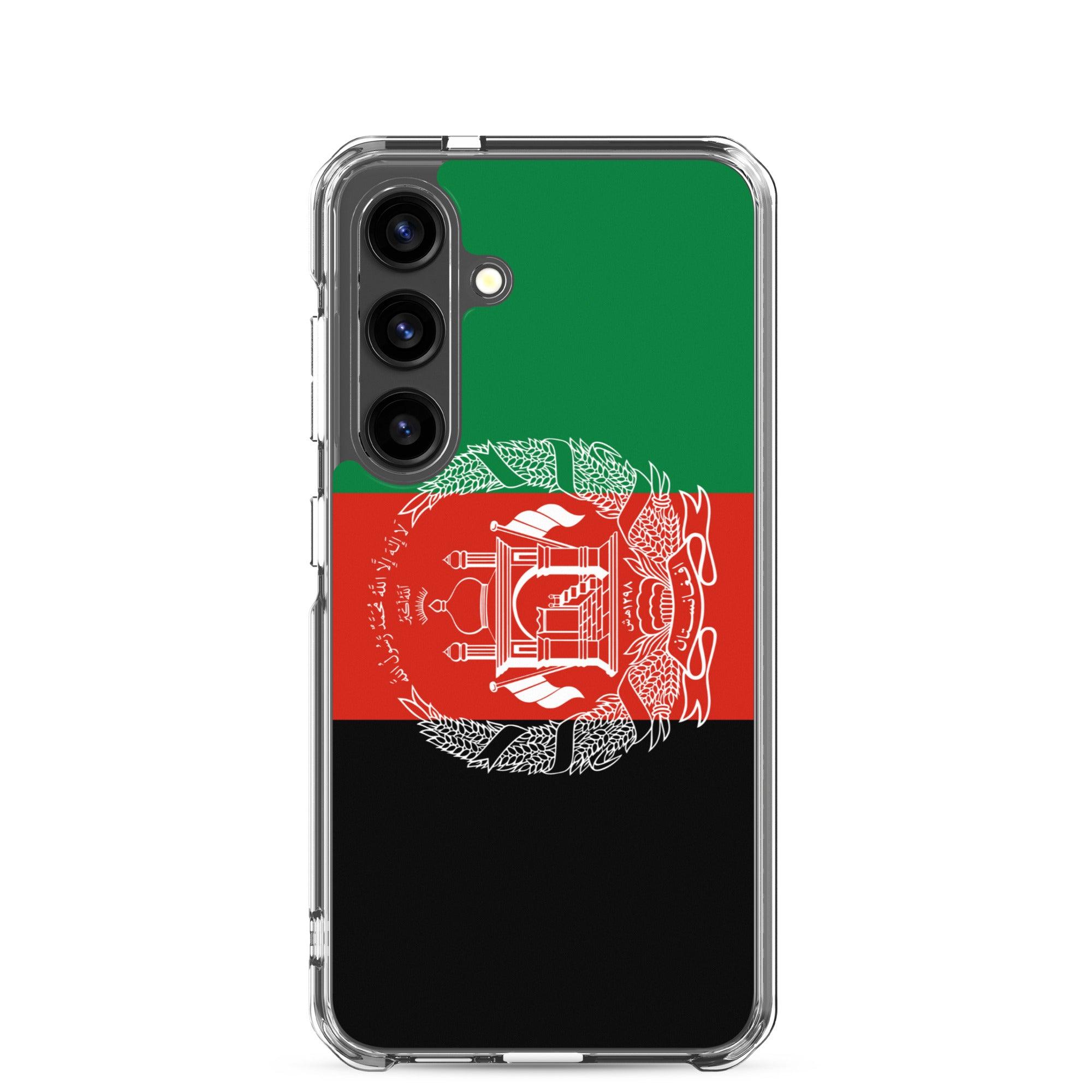 Coque de téléphone avec le drapeau de l'Afghanistan, en TPU flexible, offrant une protection élégante et durable.