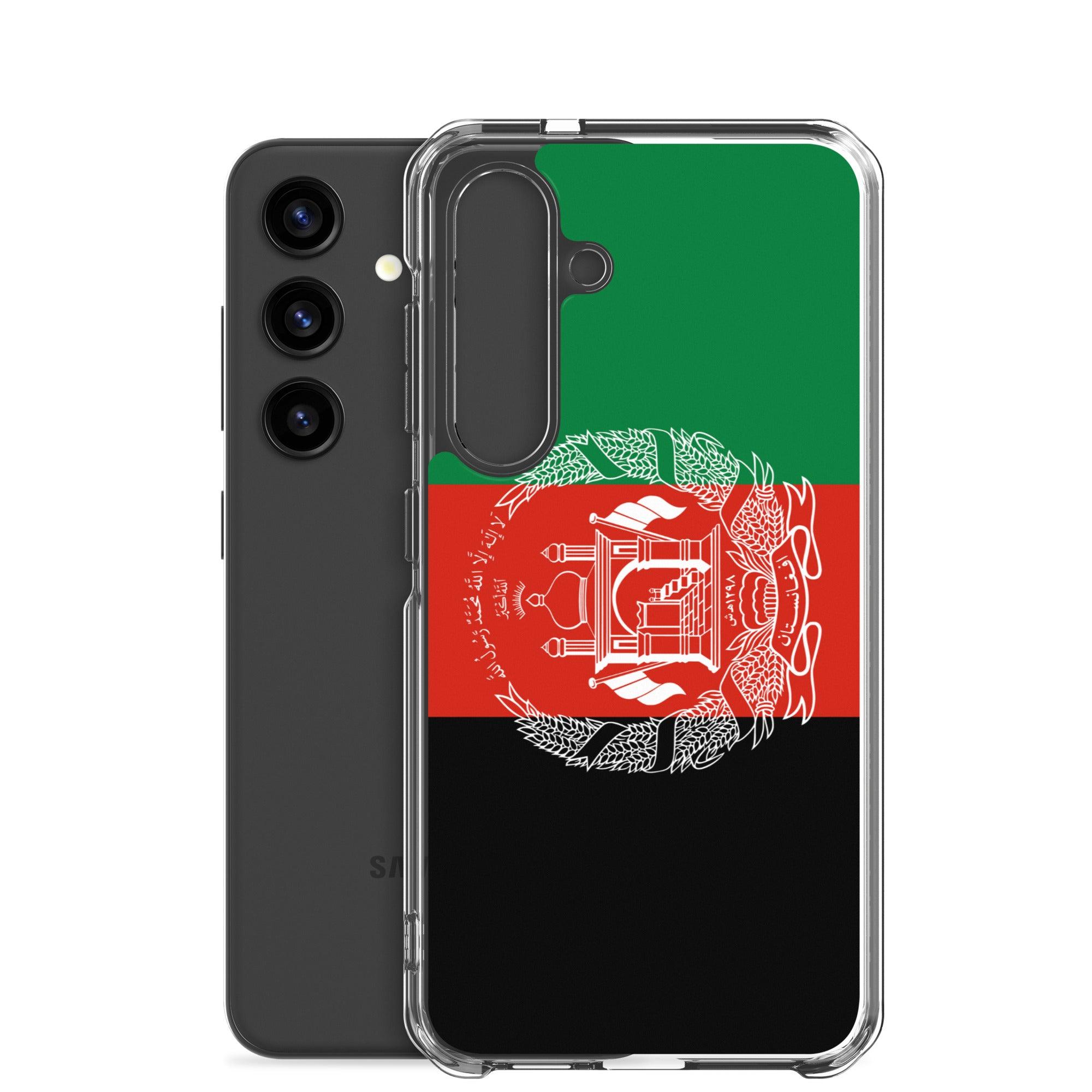 Coque de téléphone avec le drapeau de l'Afghanistan, en TPU flexible, offrant une protection élégante et durable.