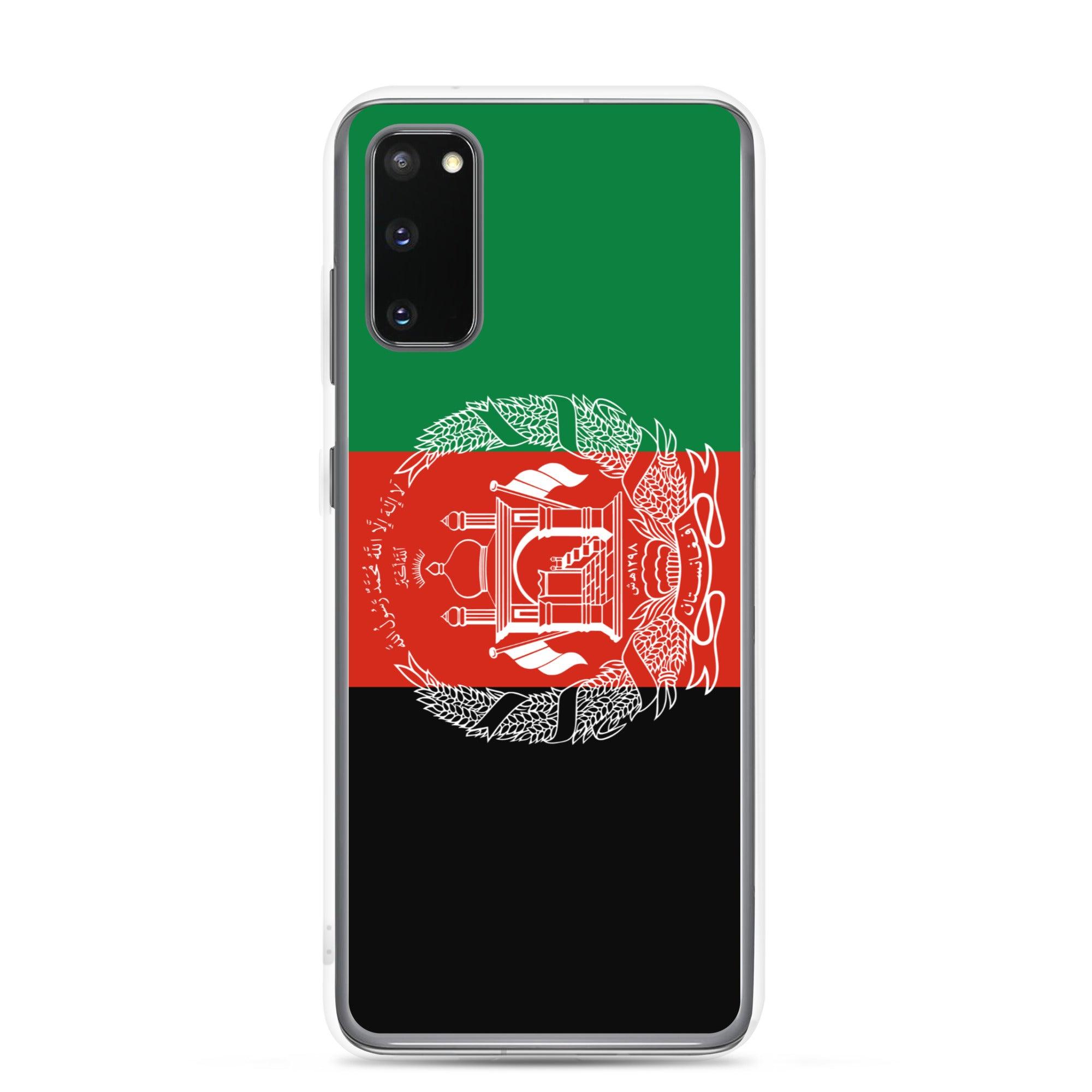 Coque de téléphone avec le drapeau de l'Afghanistan, en TPU flexible, offrant une protection élégante et durable.