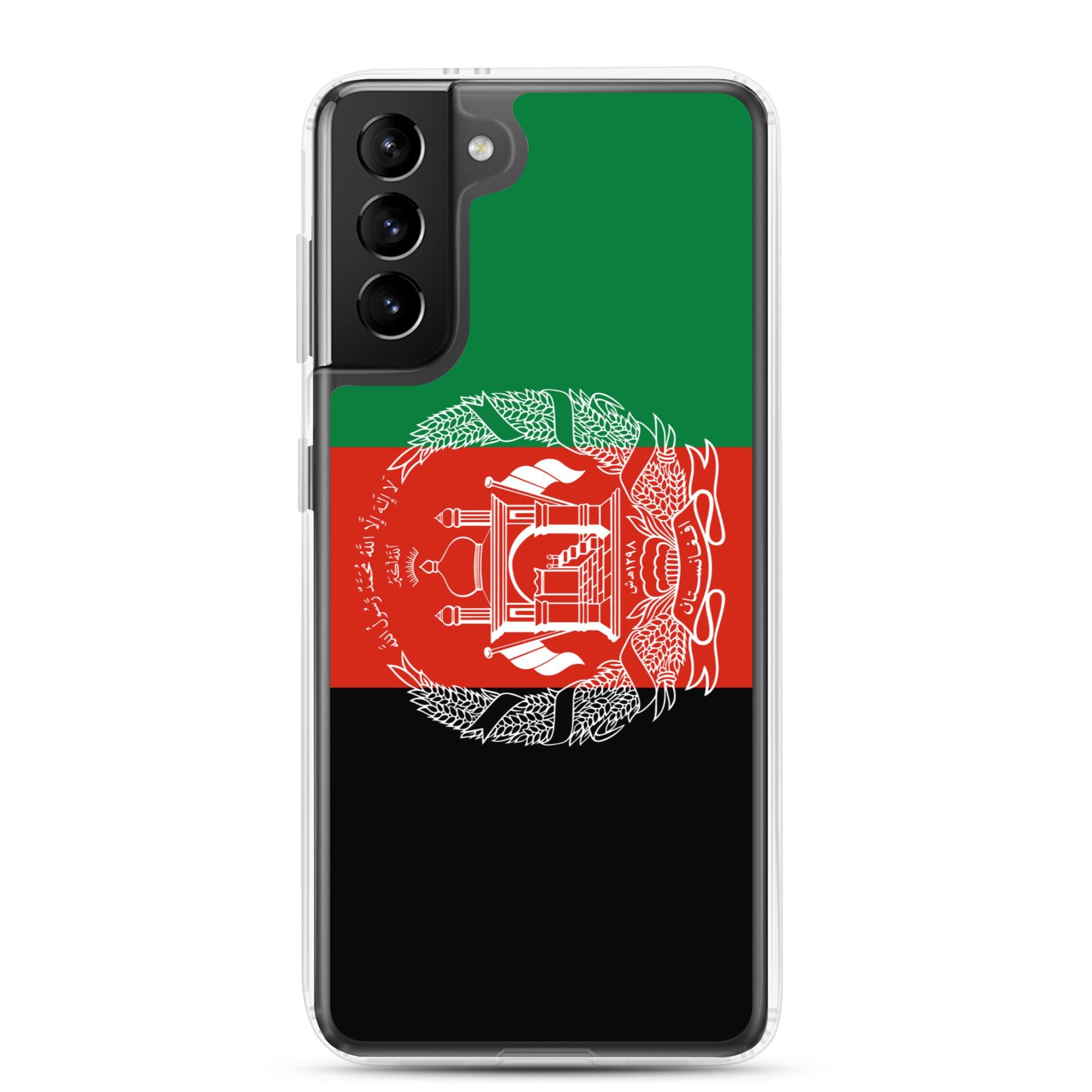 Coque de téléphone avec le drapeau de l'Afghanistan, en TPU flexible, offrant une protection élégante et durable.