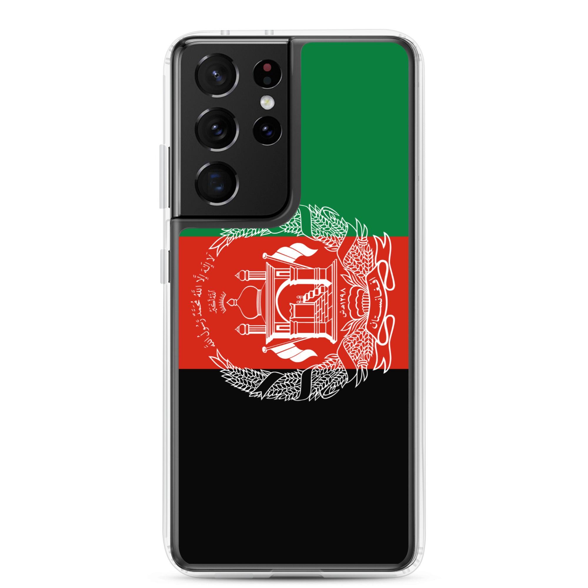 Coque de téléphone avec le drapeau de l'Afghanistan, en TPU flexible, offrant une protection élégante et durable.