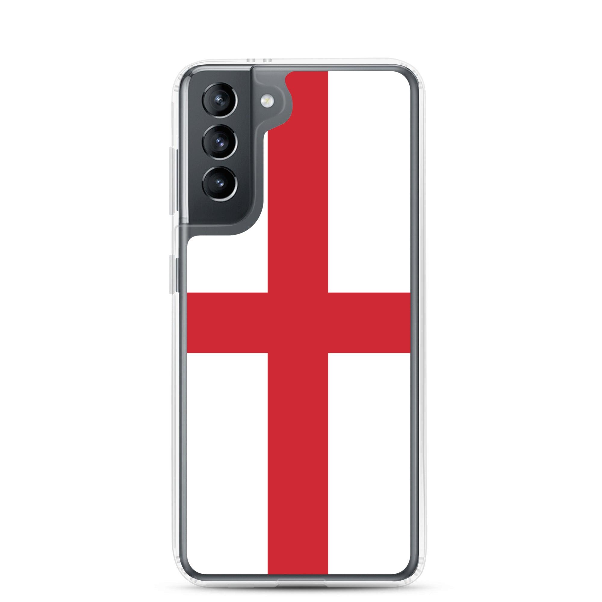 Coque de téléphone avec le design du drapeau de l'Angleterre, en TPU flexible et transparent, offrant une protection optimale.