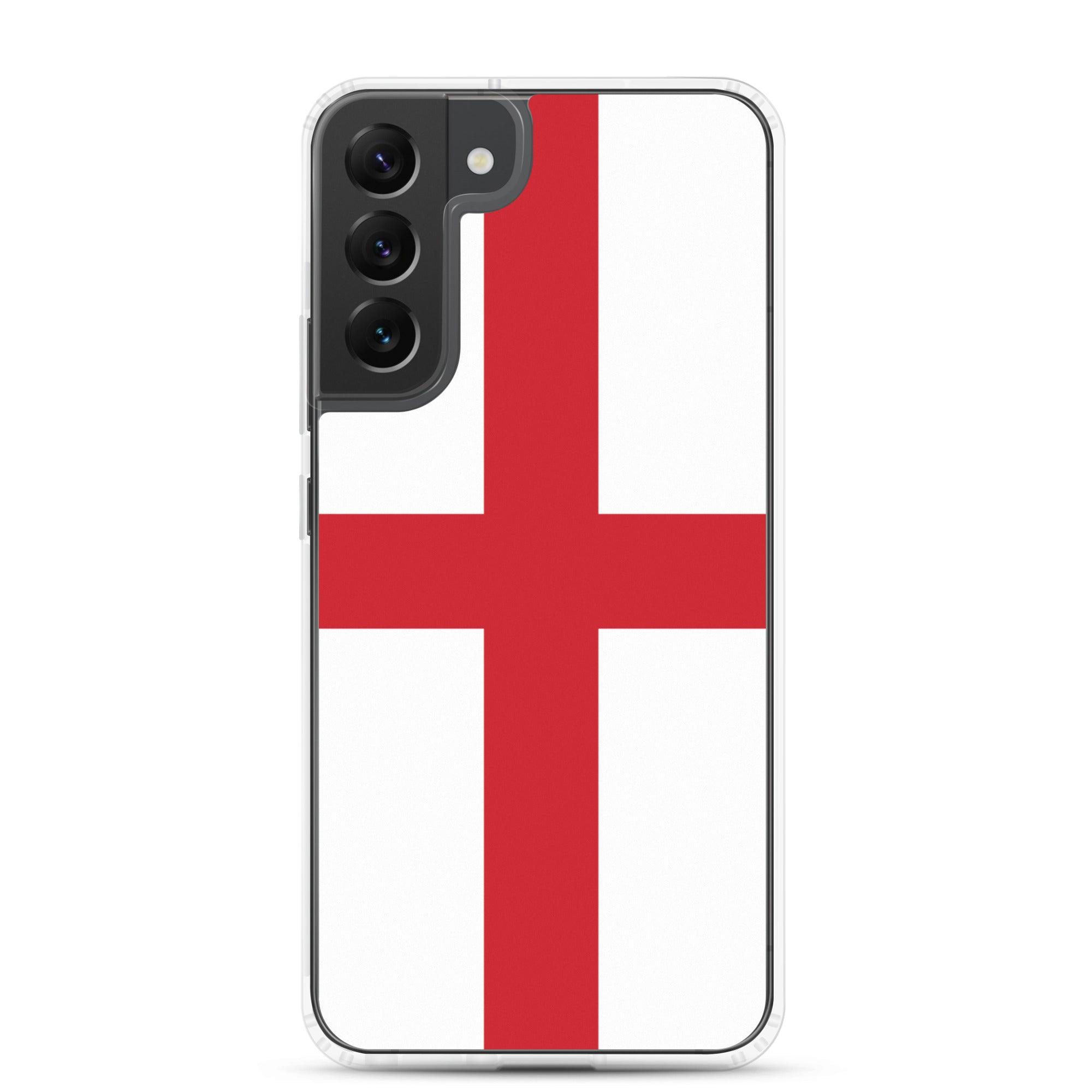 Coque de téléphone avec le design du drapeau de l'Angleterre, en TPU flexible et transparent, offrant une protection optimale.