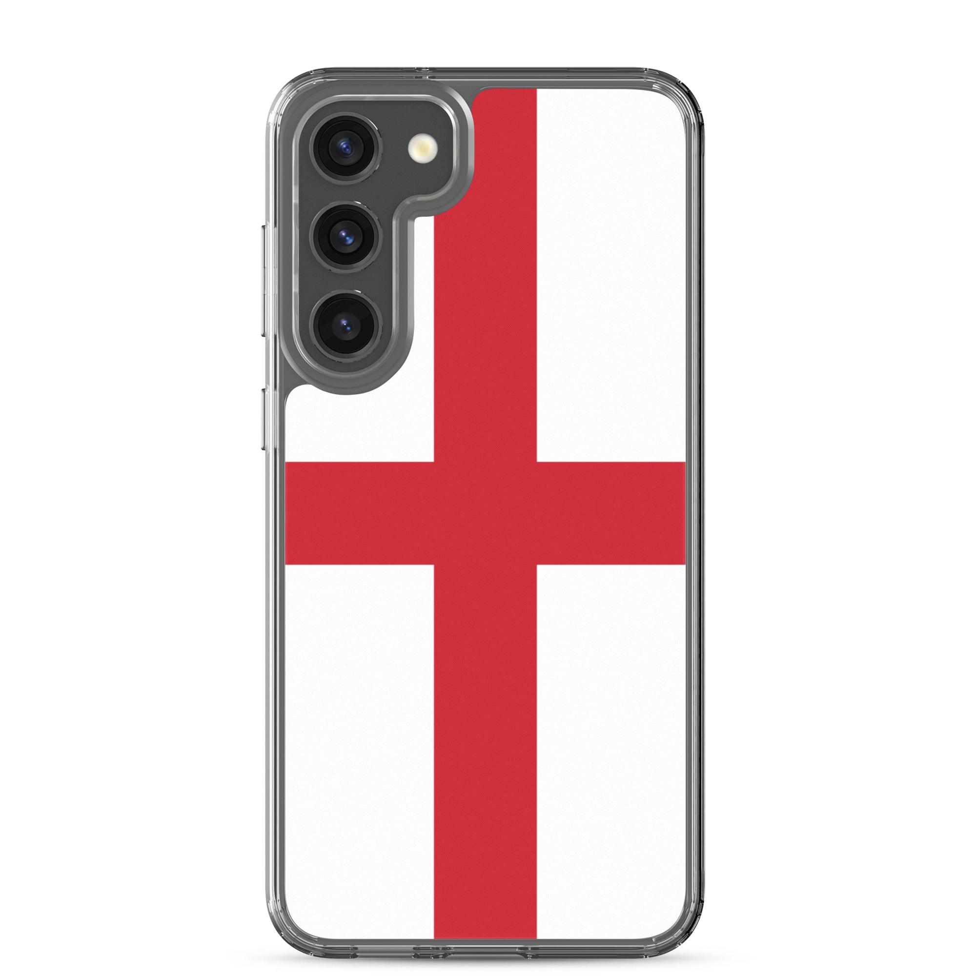 Coque de téléphone avec le design du drapeau de l'Angleterre, en TPU flexible et transparent, offrant une protection optimale.