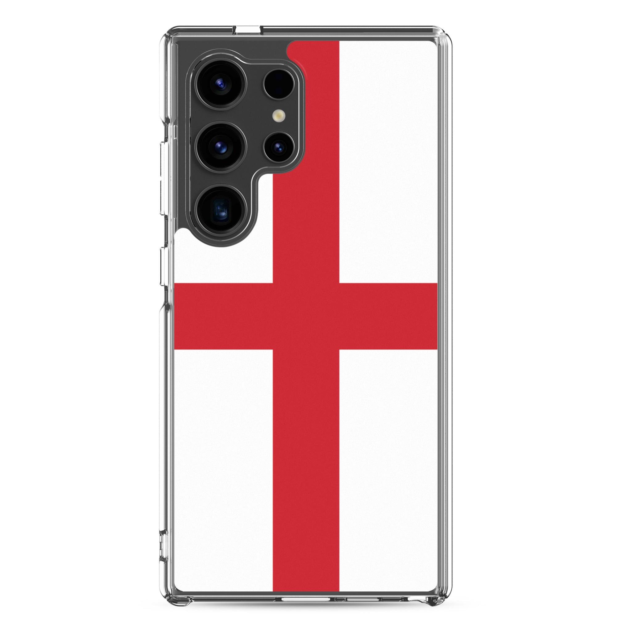 Coque de téléphone avec le design du drapeau de l'Angleterre, en TPU flexible et transparent, offrant une protection optimale.