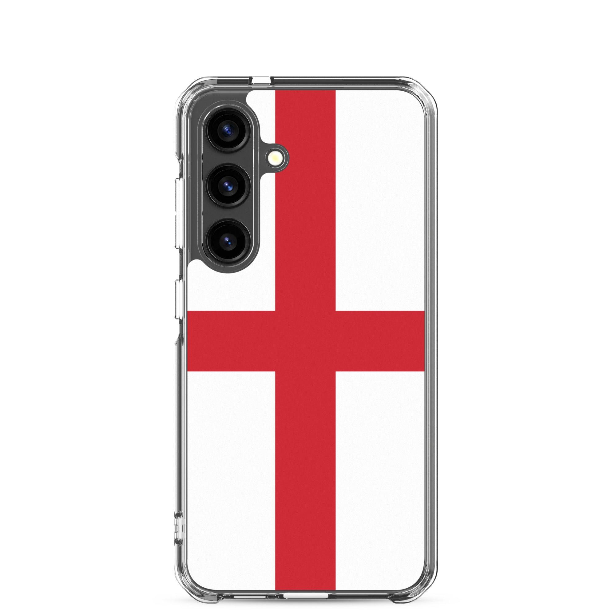 Coque de téléphone avec le design du drapeau de l'Angleterre, en TPU flexible et transparent, offrant une protection optimale.