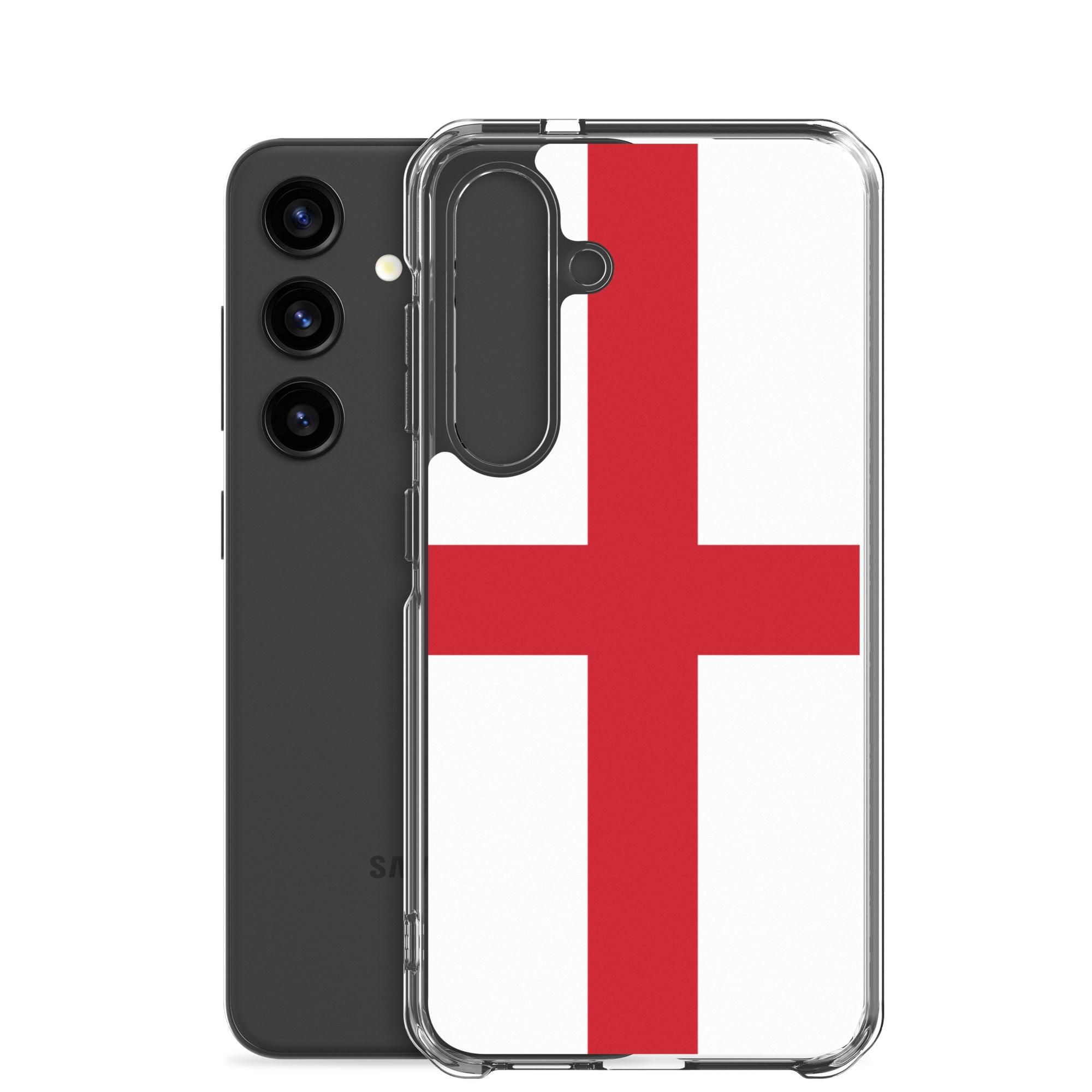 Coque de téléphone avec le design du drapeau de l'Angleterre, en TPU flexible et transparent, offrant une protection optimale.