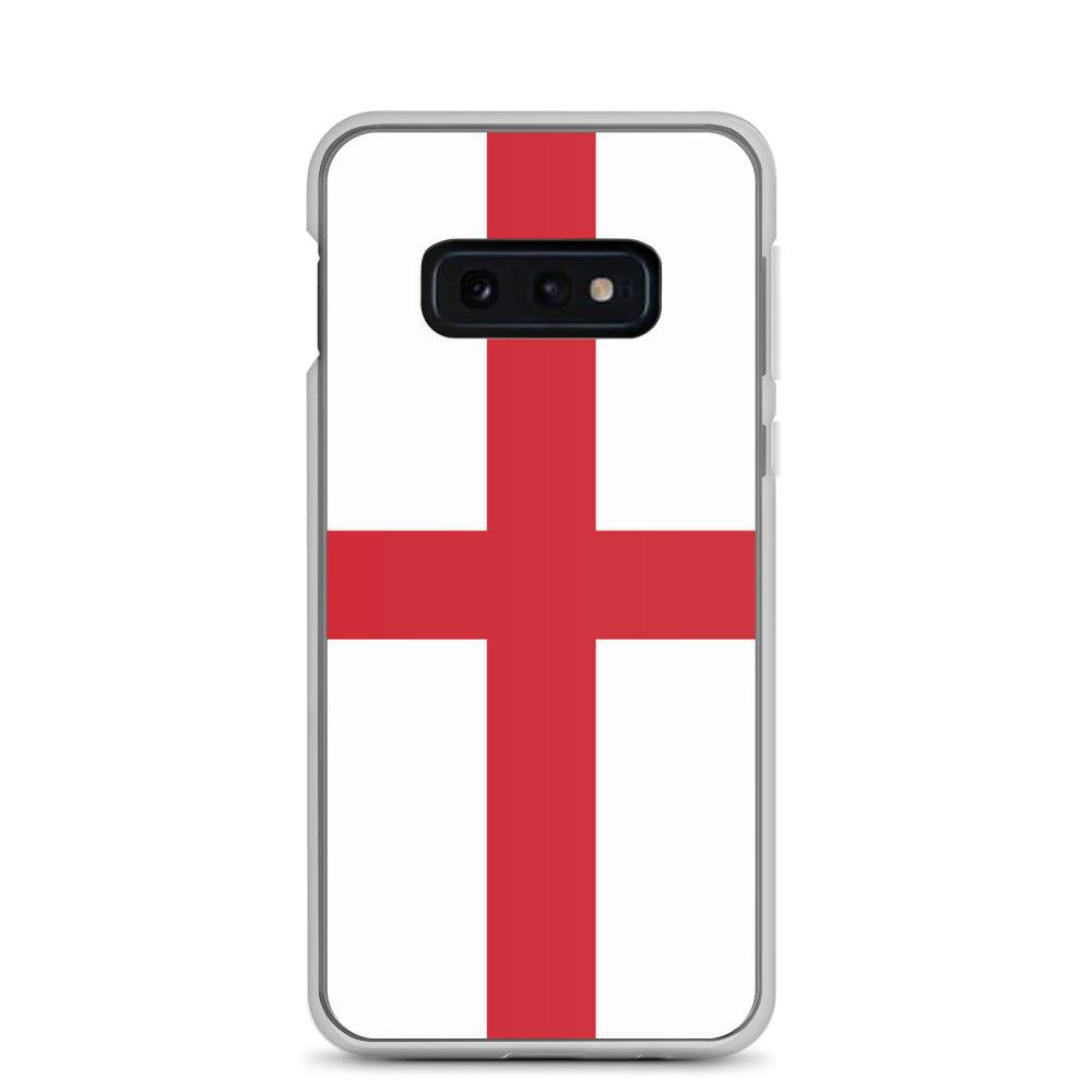 Coque de téléphone avec le design du drapeau de l'Angleterre, en TPU flexible et transparent, offrant une protection optimale.