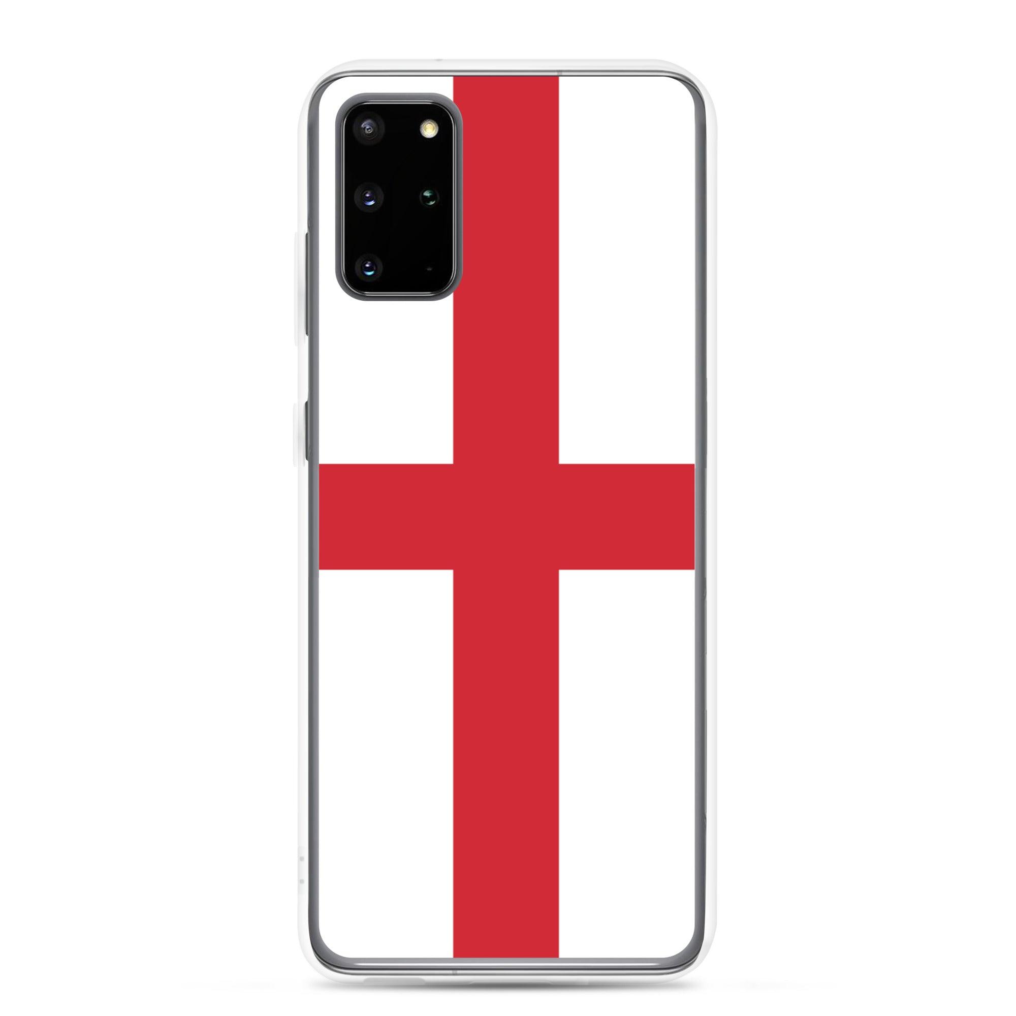 Coque de téléphone avec le design du drapeau de l'Angleterre, en TPU flexible et transparent, offrant une protection optimale.