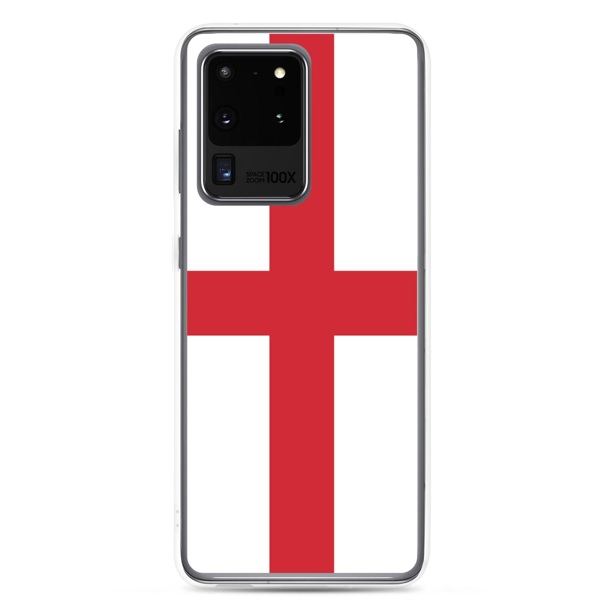 Coque de téléphone avec le design du drapeau de l'Angleterre, en TPU flexible et transparent, offrant une protection optimale.