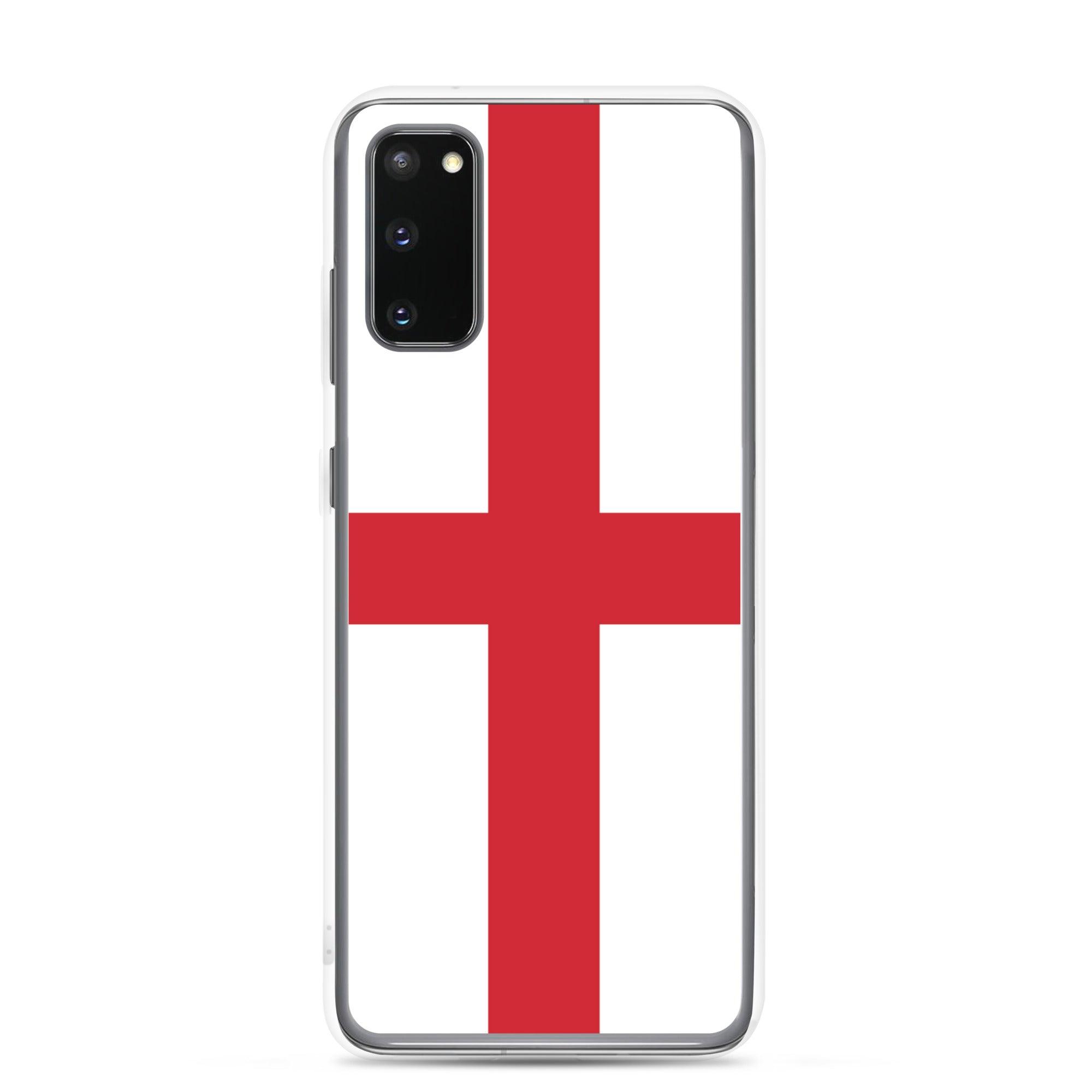 Coque de téléphone avec le design du drapeau de l'Angleterre, en TPU flexible et transparent, offrant une protection optimale.