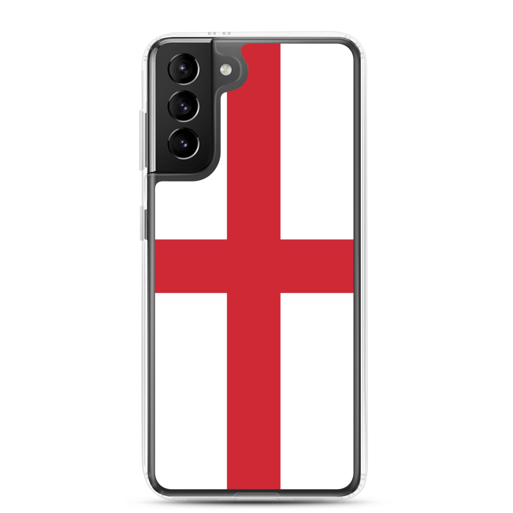 Coque de téléphone avec le design du drapeau de l'Angleterre, en TPU flexible et transparent, offrant une protection optimale.