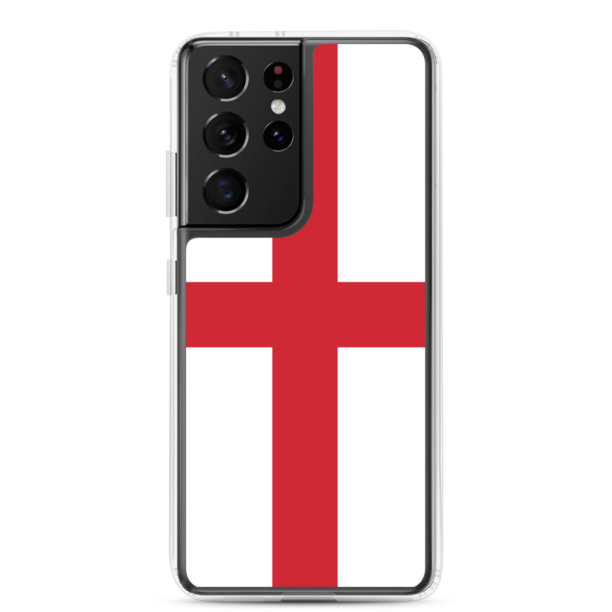 Coque de téléphone avec le design du drapeau de l'Angleterre, en TPU flexible et transparent, offrant une protection optimale.