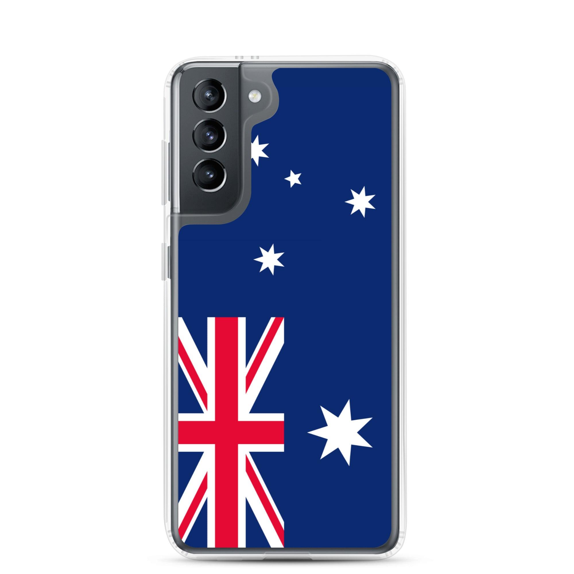 Coque de téléphone avec le drapeau australien, en TPU, offrant une protection et un design élégant.