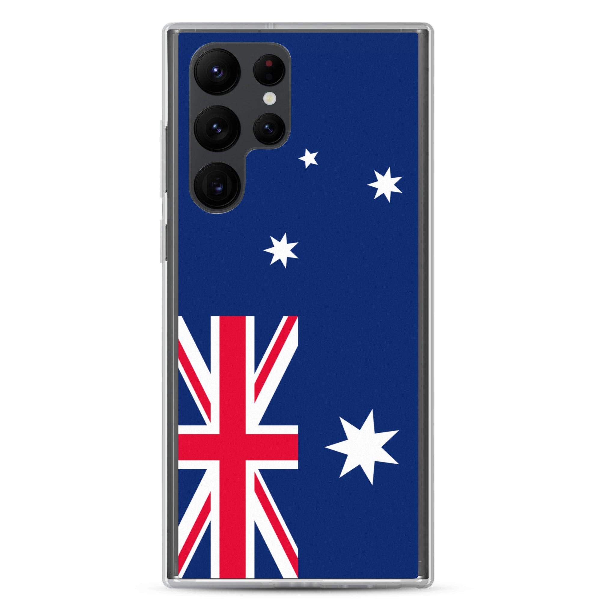 Coque de téléphone avec le drapeau australien, en TPU, offrant une protection et un design élégant.