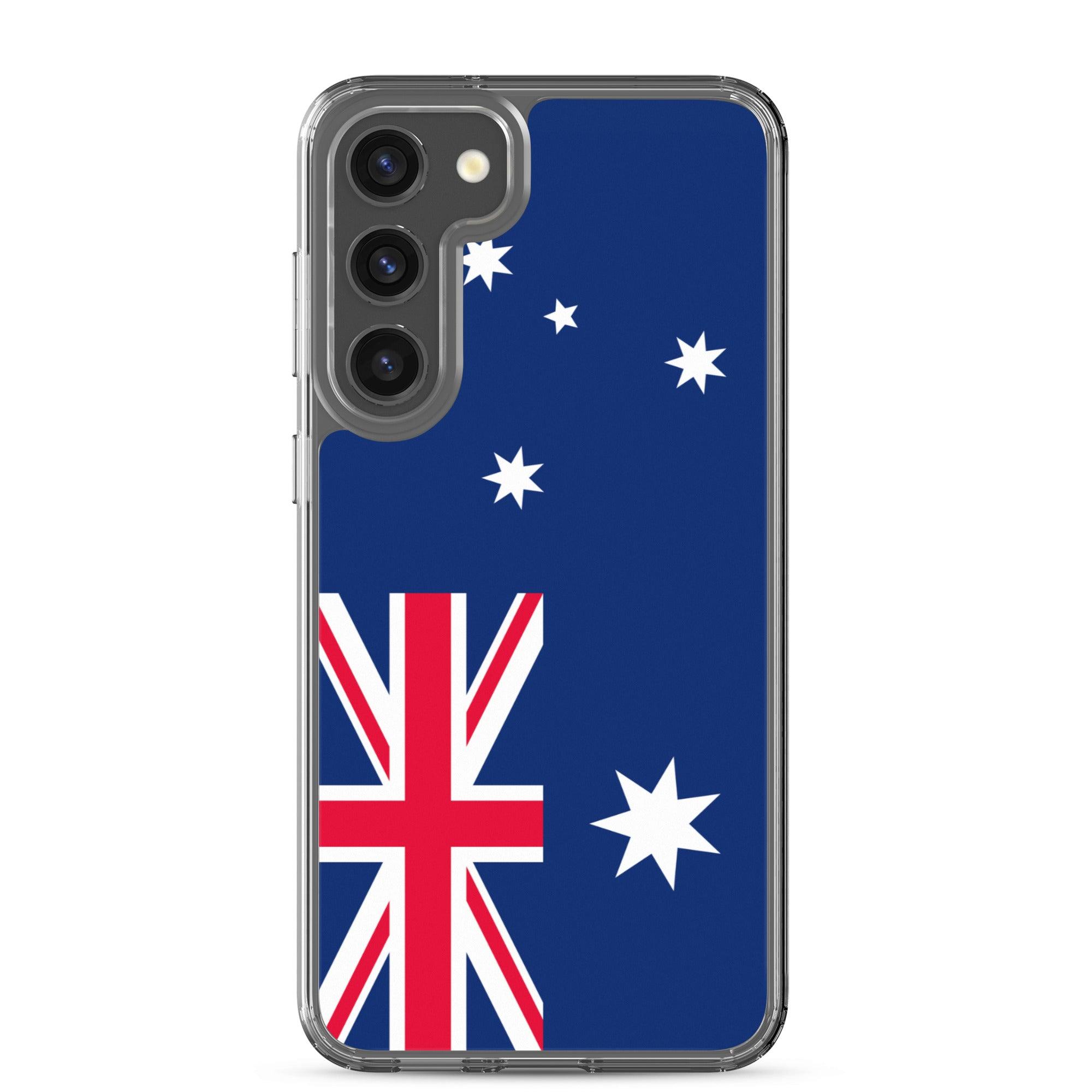 Coque de téléphone avec le drapeau australien, en TPU, offrant une protection et un design élégant.