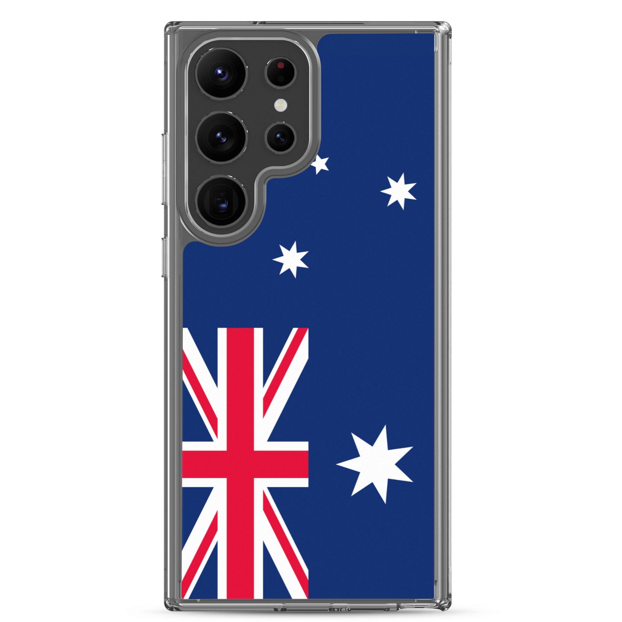 Coque de téléphone avec le drapeau australien, en TPU, offrant une protection et un design élégant.