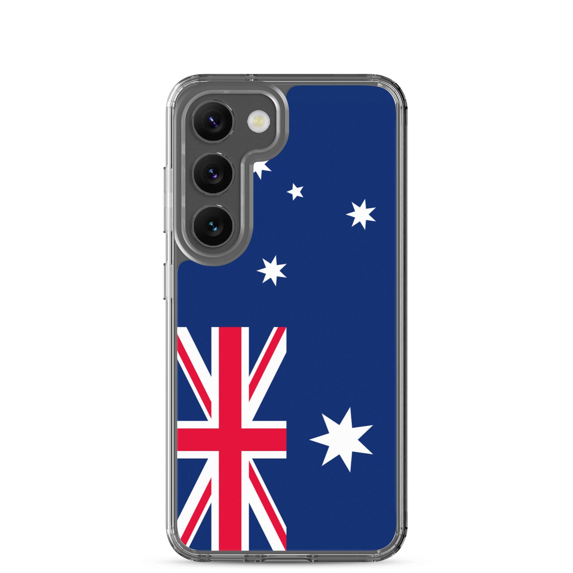 Coque de téléphone avec le drapeau australien, en TPU, offrant une protection et un design élégant.