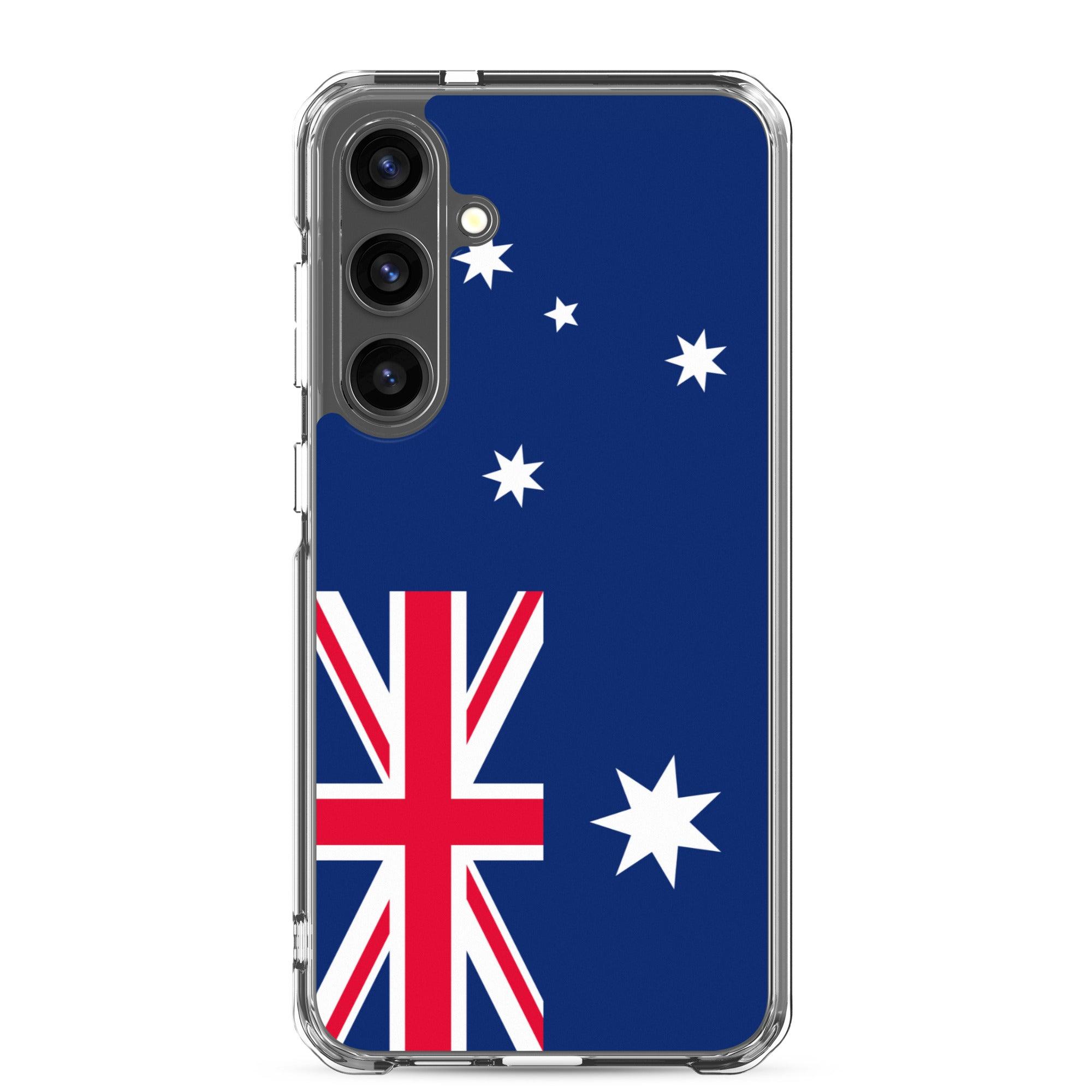 Coque de téléphone avec le drapeau australien, en TPU, offrant une protection et un design élégant.