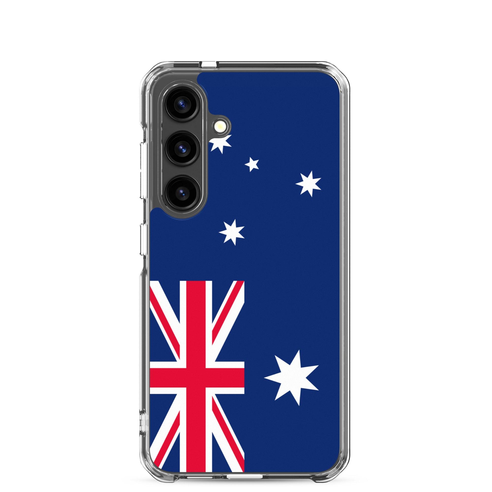 Coque de téléphone avec le drapeau australien, en TPU, offrant une protection et un design élégant.