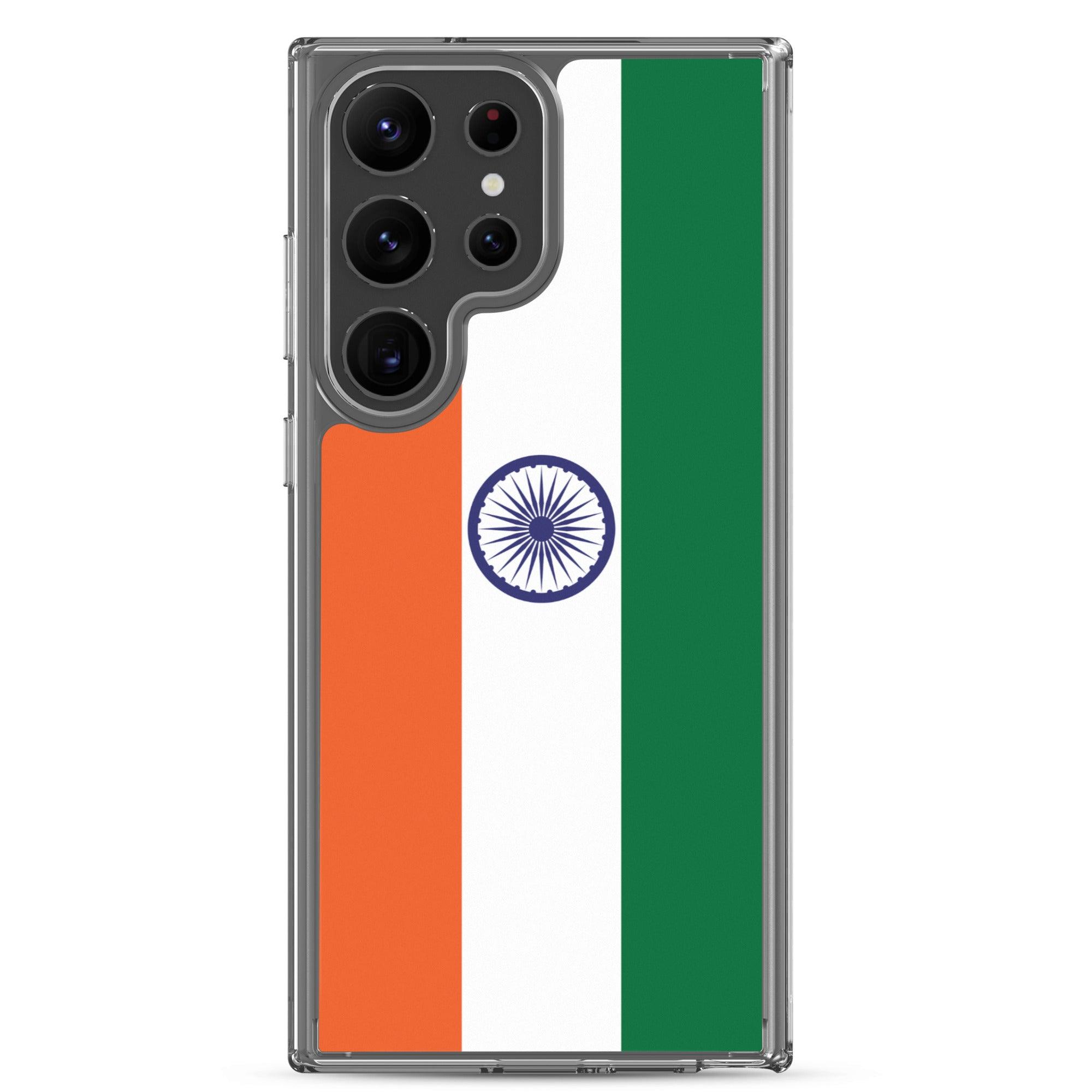 Coque de téléphone avec le drapeau de l'Inde, en TPU, offrant une protection et un design élégant.