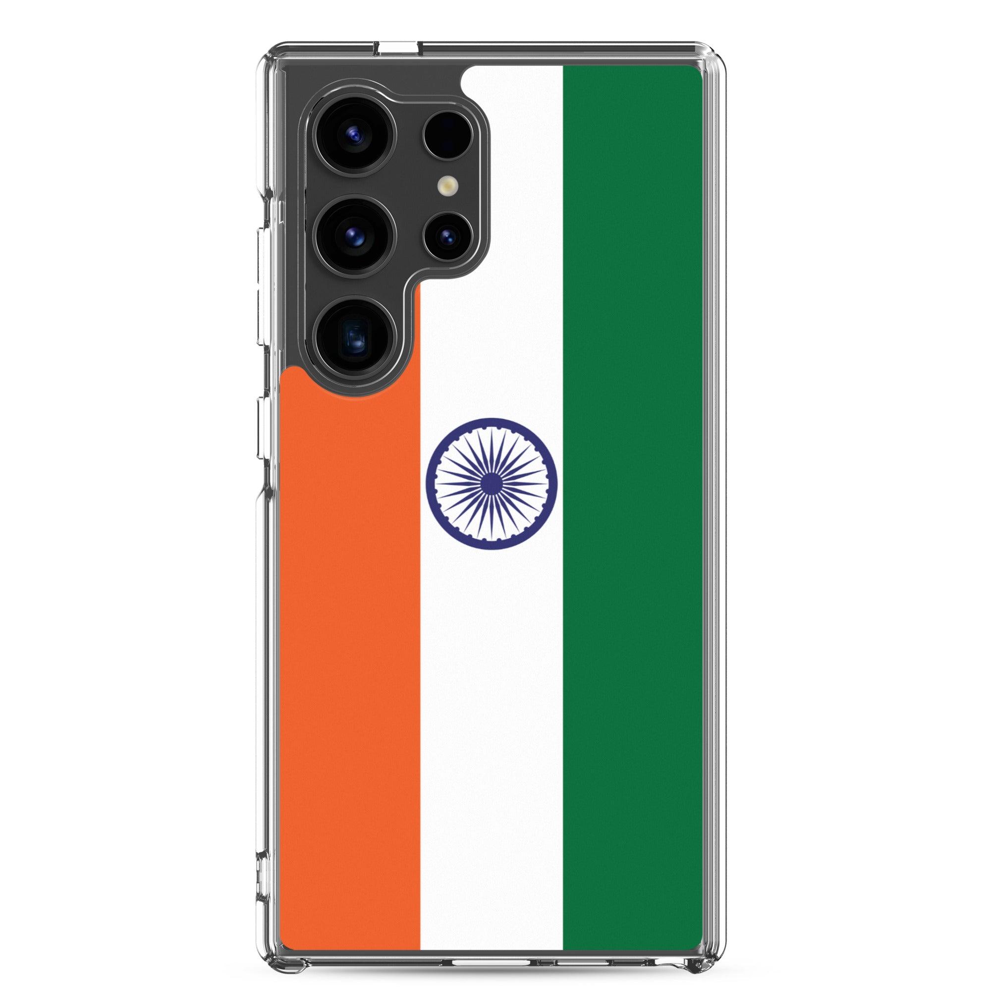 Coque de téléphone avec le drapeau de l'Inde, en TPU, offrant une protection et un design élégant.