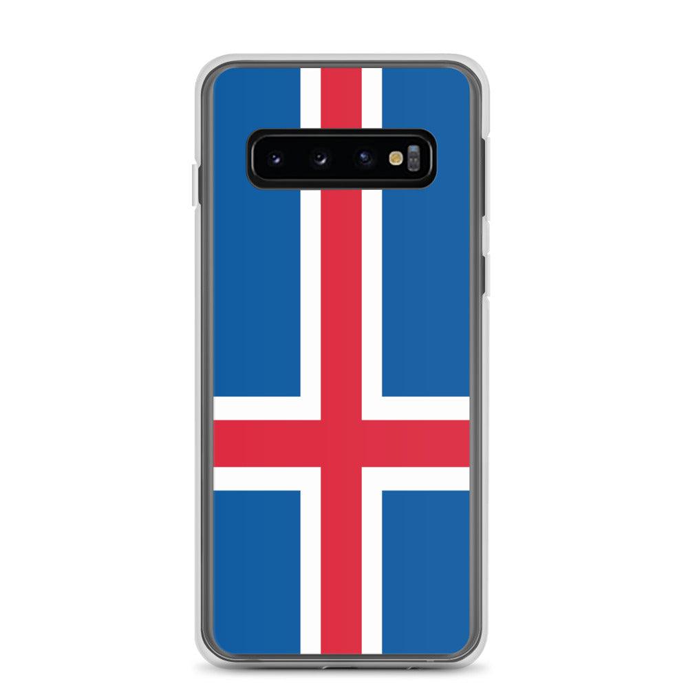 Coque de téléphone avec le drapeau de l'Islande, en TPU, offrant protection et style.