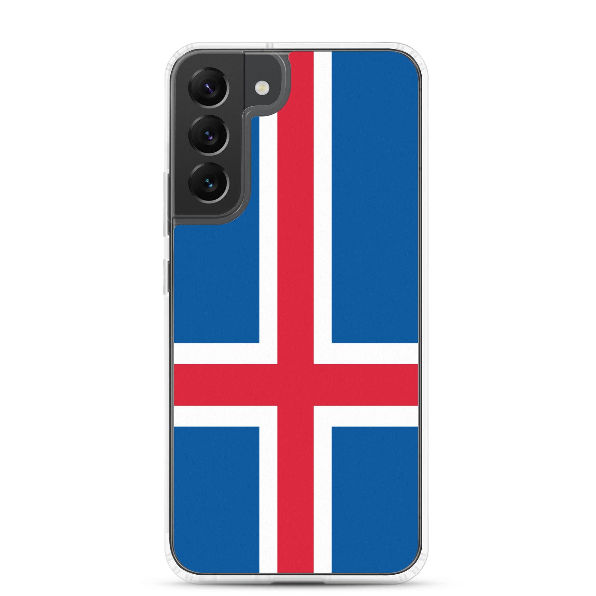 Coque de téléphone avec le drapeau de l'Islande, en TPU, offrant protection et style.