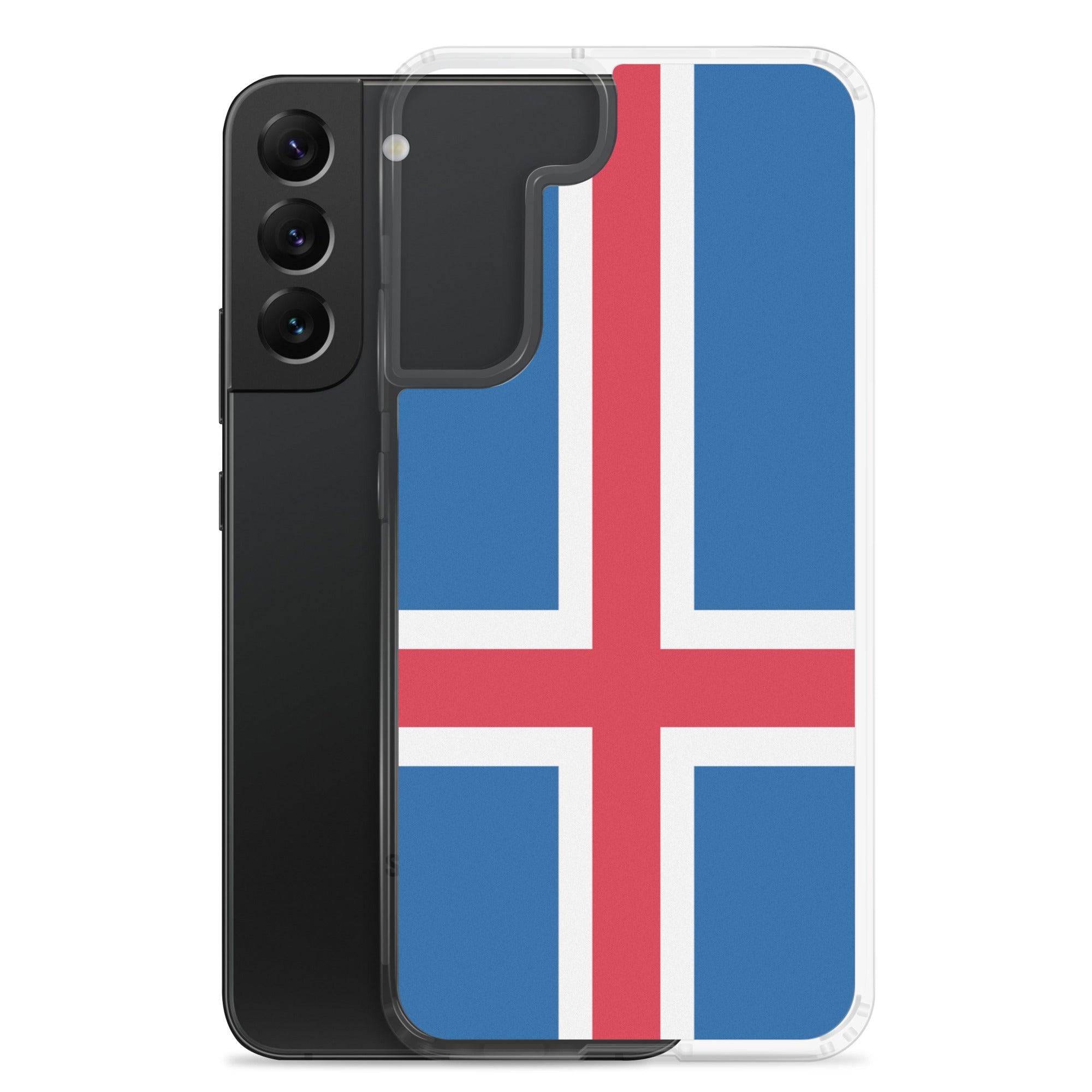 Coque de téléphone avec le drapeau de l'Islande, en TPU, offrant protection et style.