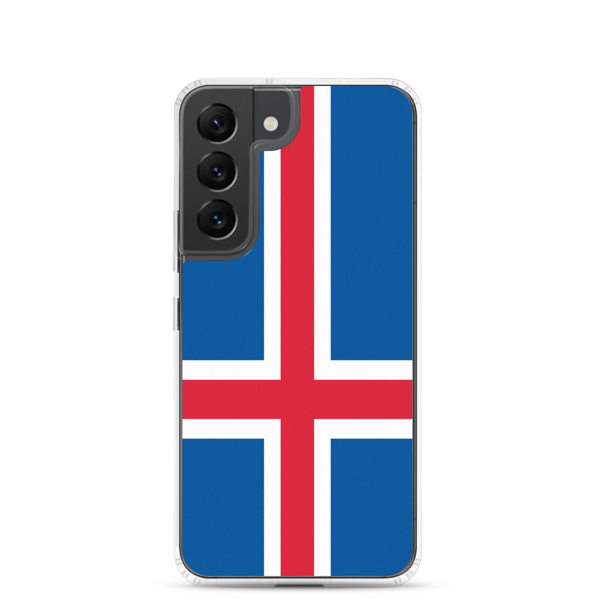 Coque de téléphone avec le drapeau de l'Islande, en TPU, offrant protection et style.