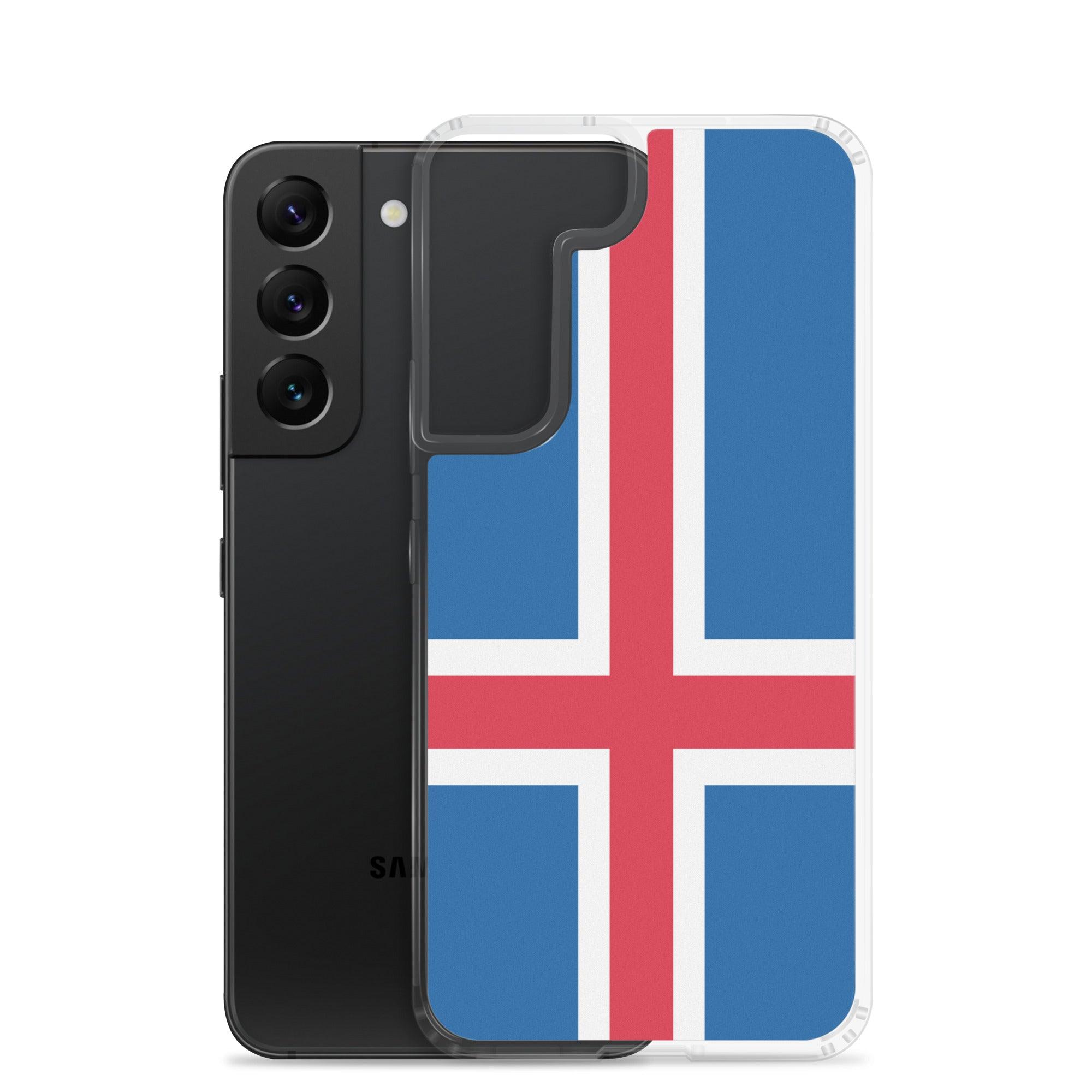 Coque de téléphone avec le drapeau de l'Islande, en TPU, offrant protection et style.